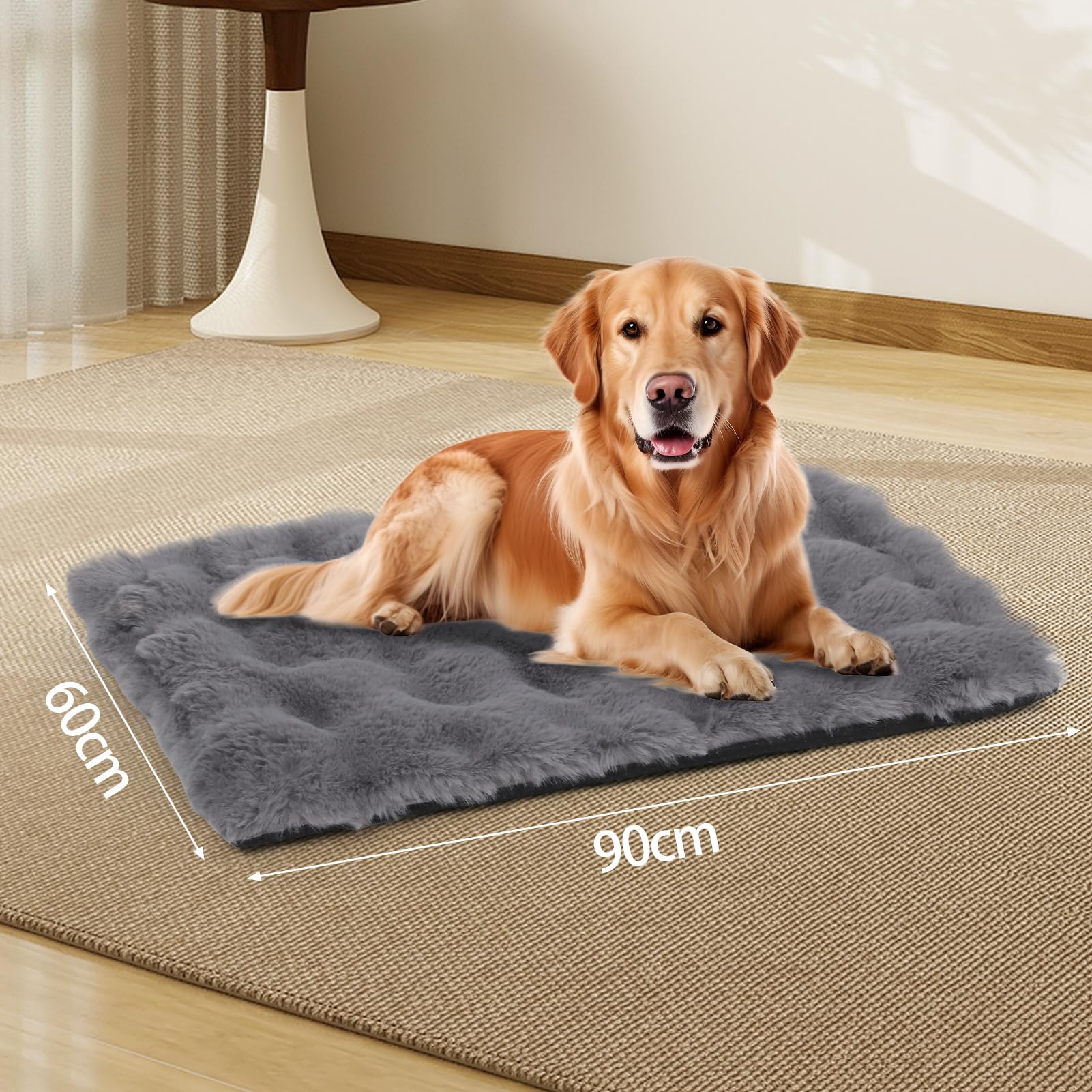Wdmiya Selbstheizende Haustierdecke 90x60cm, Decke für Katzen & Hunde, Katzendecken Hundedecken Geräuschlos, Washbar Flauschig Selbstwärmende Thermodecke ohne Strom Kabel, Auto Haustier Decke(Grau, L)