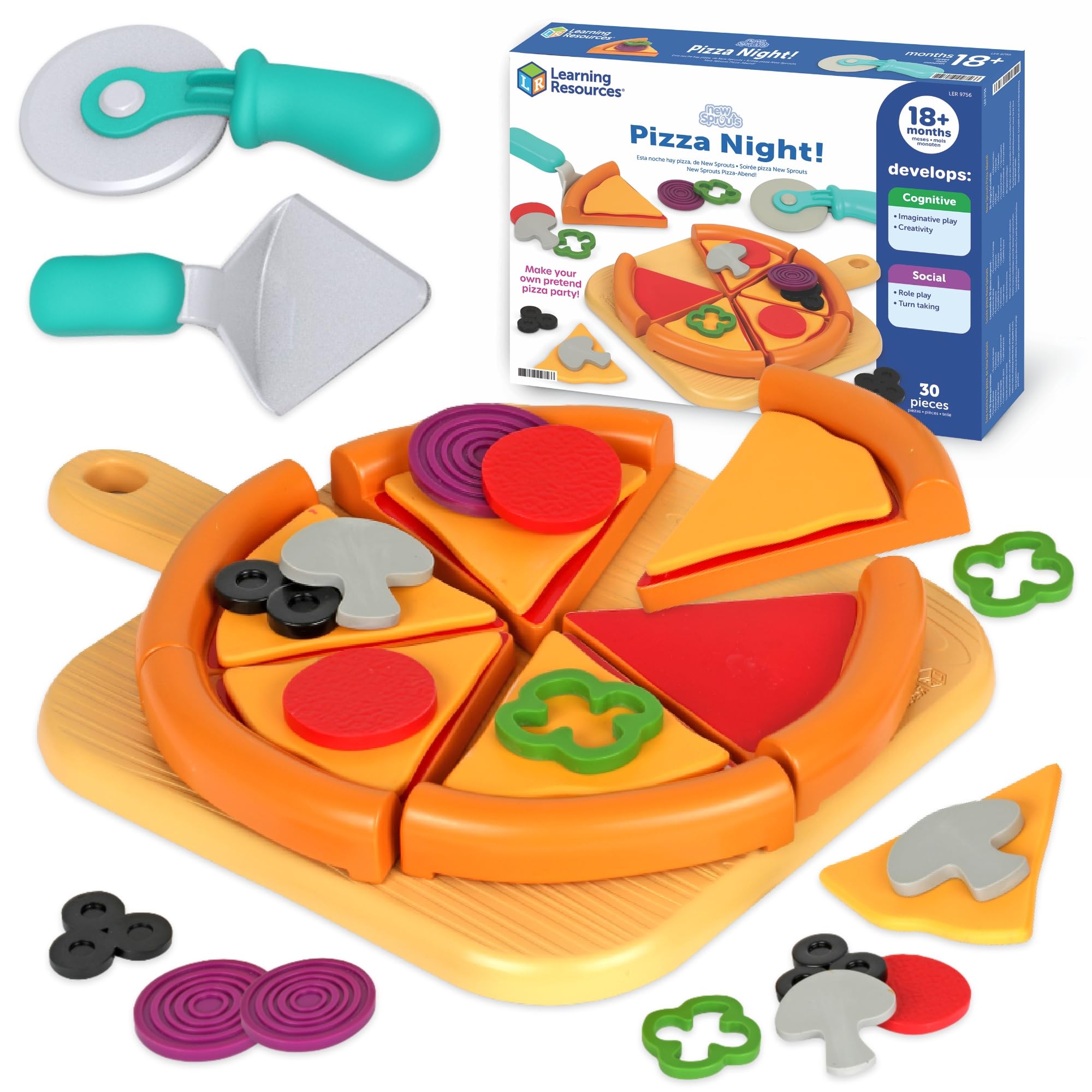 Learning Resources New Sprouts Pizza Night, Age 2–6, Pizza Play Food Set