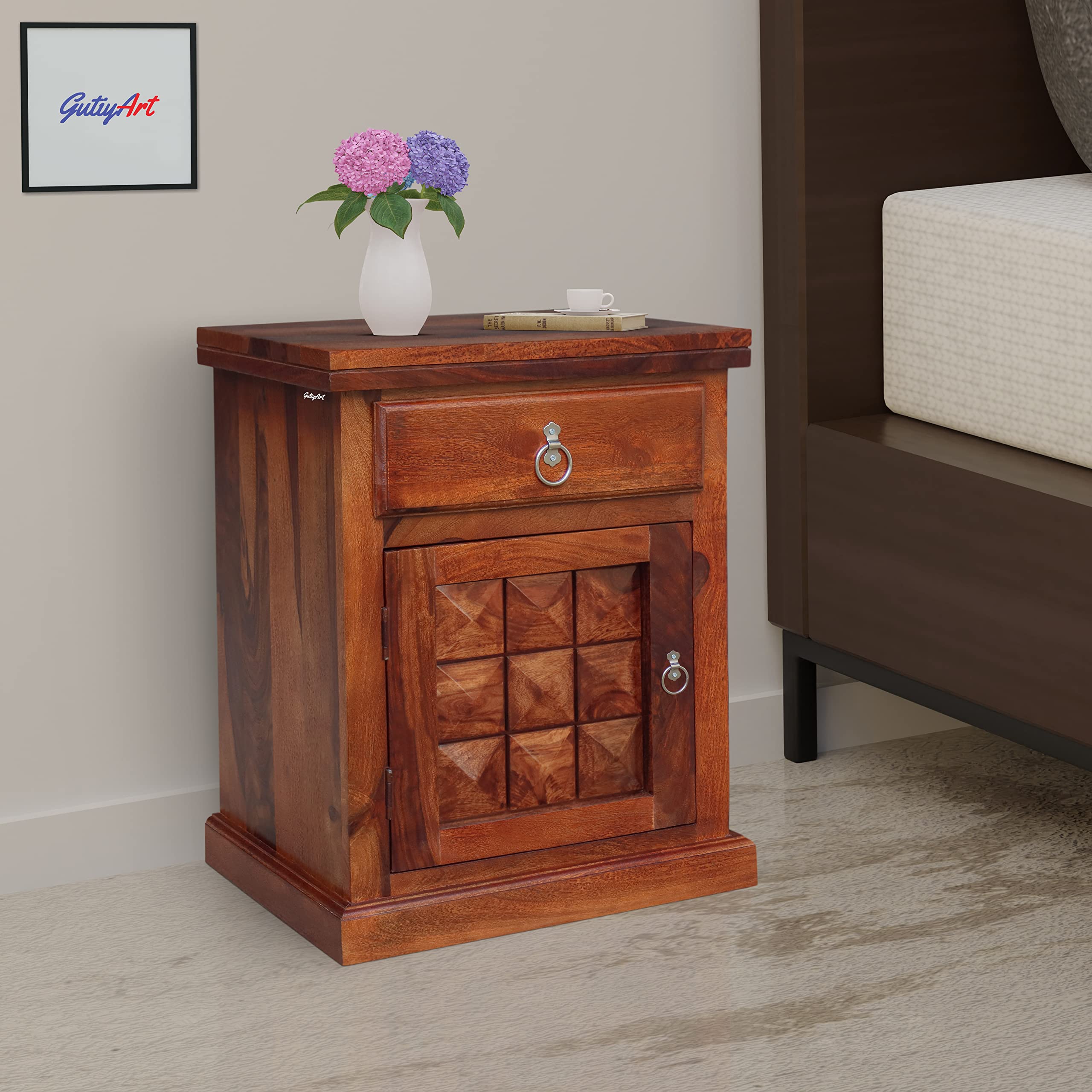 TAMANNA ART PALACE Solid Wood Cullian Bedside Table/Nightstand/End Table/Coffee Table with Storage, Pre-Assembled, Easy to Use (Left)-image-32