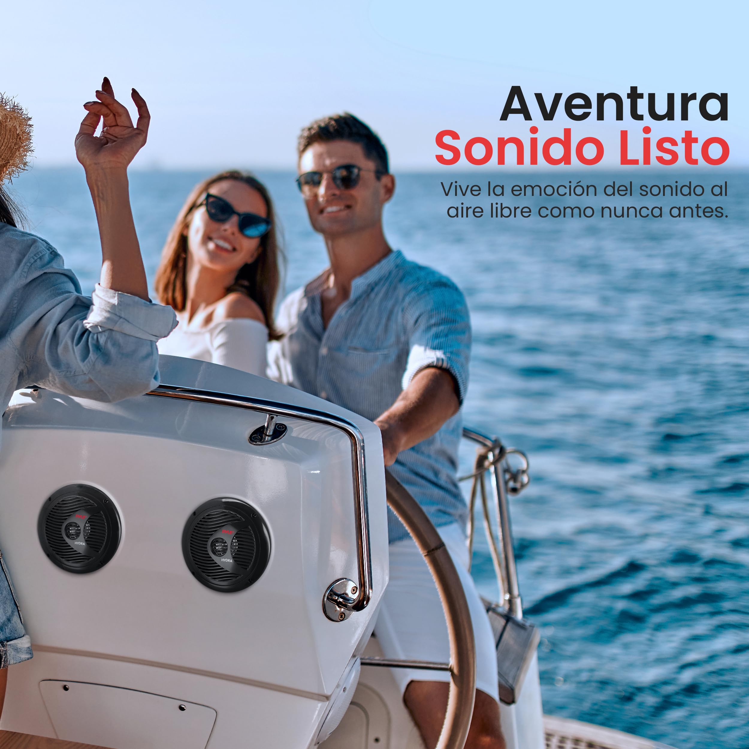 Pyle par de Altavoces Marinos de 6.5”, Sonido Estereo, Exteriores, Resistentes al Agua y a la Intemperie, Potencia de 400V