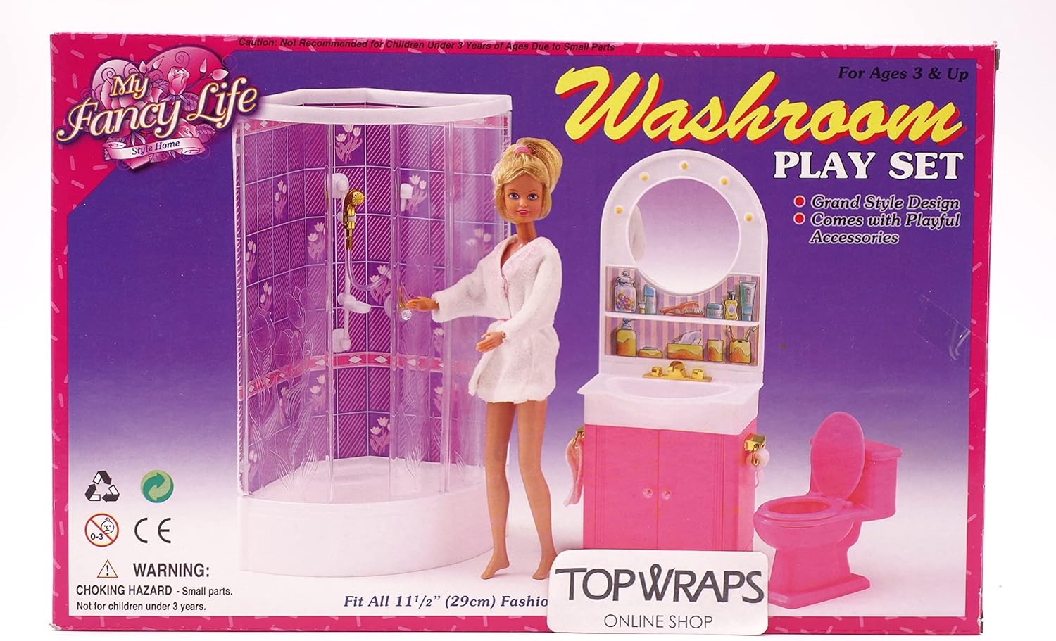 My Fancy Life Washroom Doll's Furniture Play Set for 12" Fashion Doll