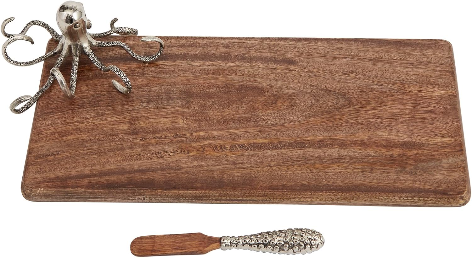 Mud Pie Octopus Wood Serving Board Set, Brown Dinnerware