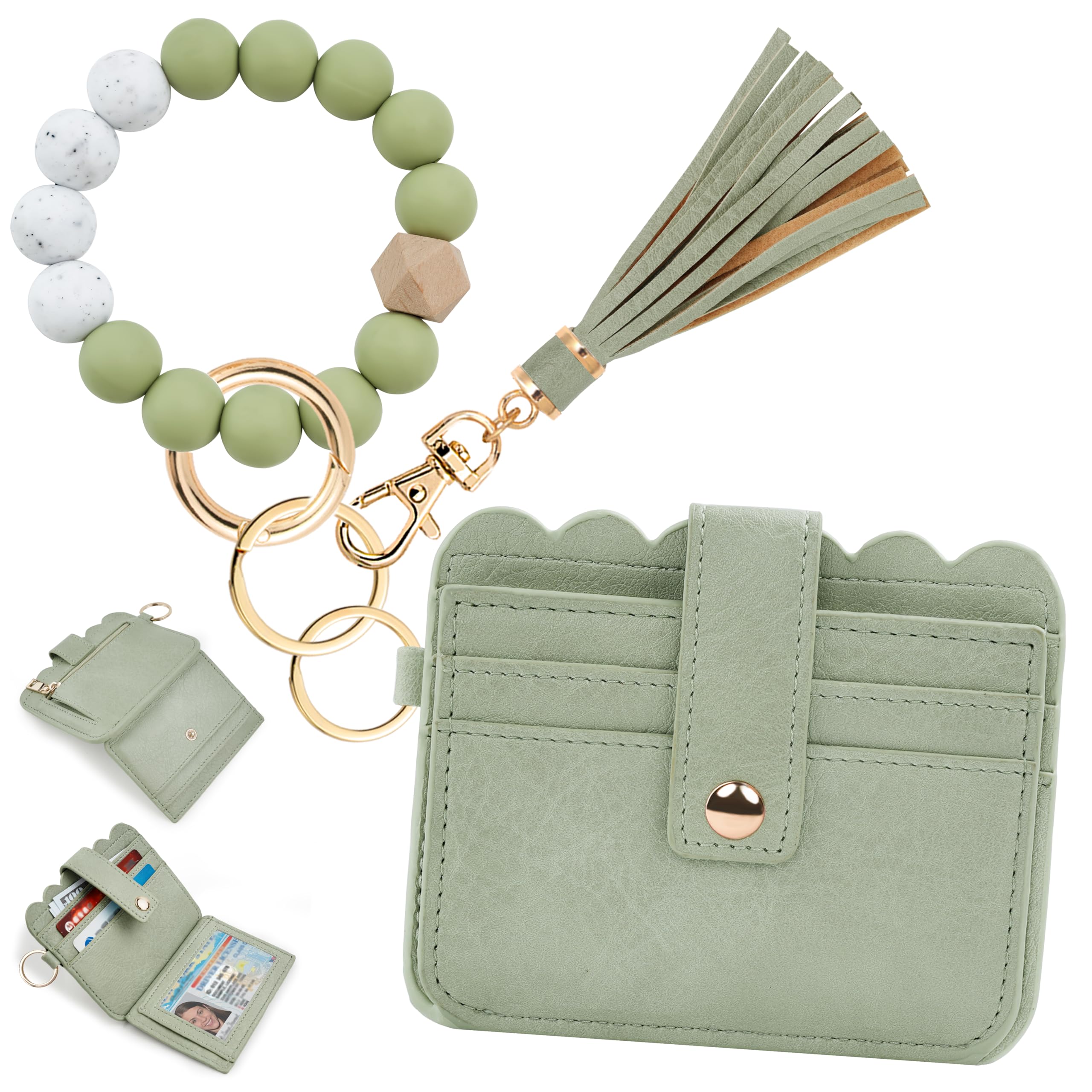Wristlet Wallet for Women with Keychain – RFID Card Holder Small Wallet Wristlet with Key Ring