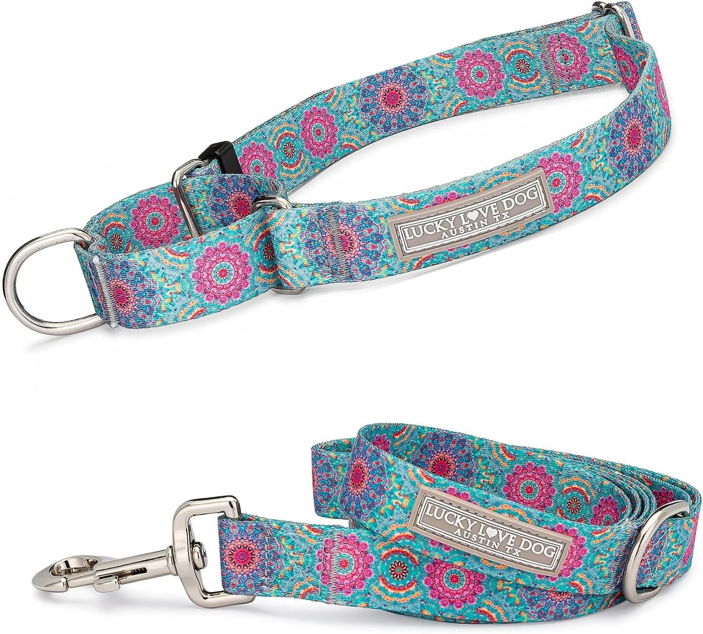 Lucky Love Dog, Boho Chic Martingale Dog Collar for Girl