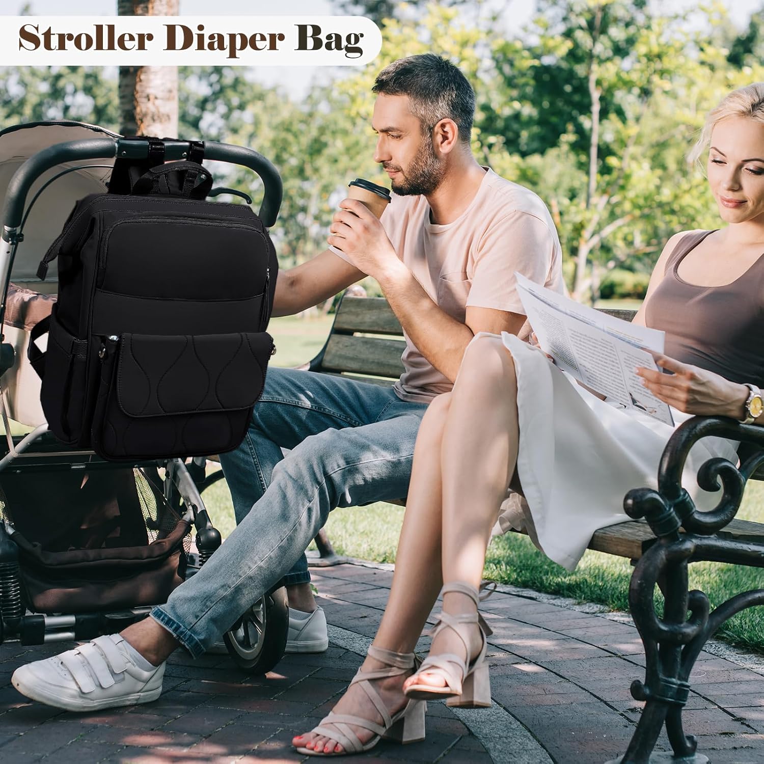 miss fong Diaper Bag Backpack - Baby Diaper Bag Travel Diaper Backpack with Diaper Changing Pad Large Capacity Baby Backpack with 12 Pockets for Mom & Dad -Black
