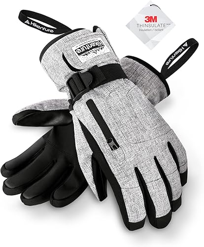Hikenture Ski Gloves Snow Gloves for Men&Women, 3M Thinsulate Waterproof Snowboard Gloves, Insulated Touchscreen Snowmobile Gloves for Cold Weather,