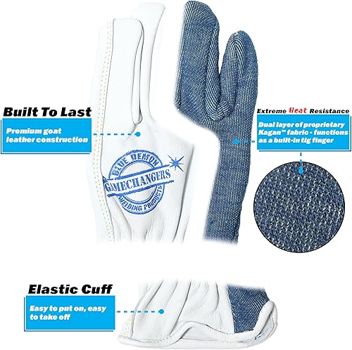 Miniatura 4 de Blue Demon Gamechanger Shorties welding gloves, built-in kagan heat shield on pinky, excellent dexterity