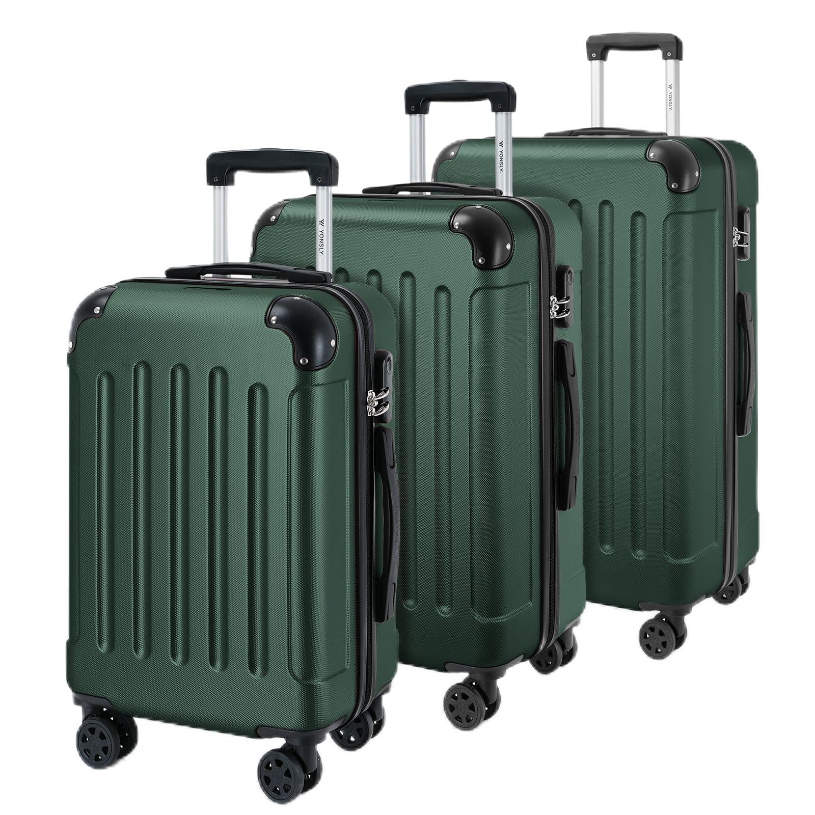 YONSLY Gepäck Reisekoffer, Trolley Rollkoffer Handgepäck, Hartschalenreisekoffer mit 360° Lenkrollen, Zahlenschloss, Mehrstufiger Teleskopgriff