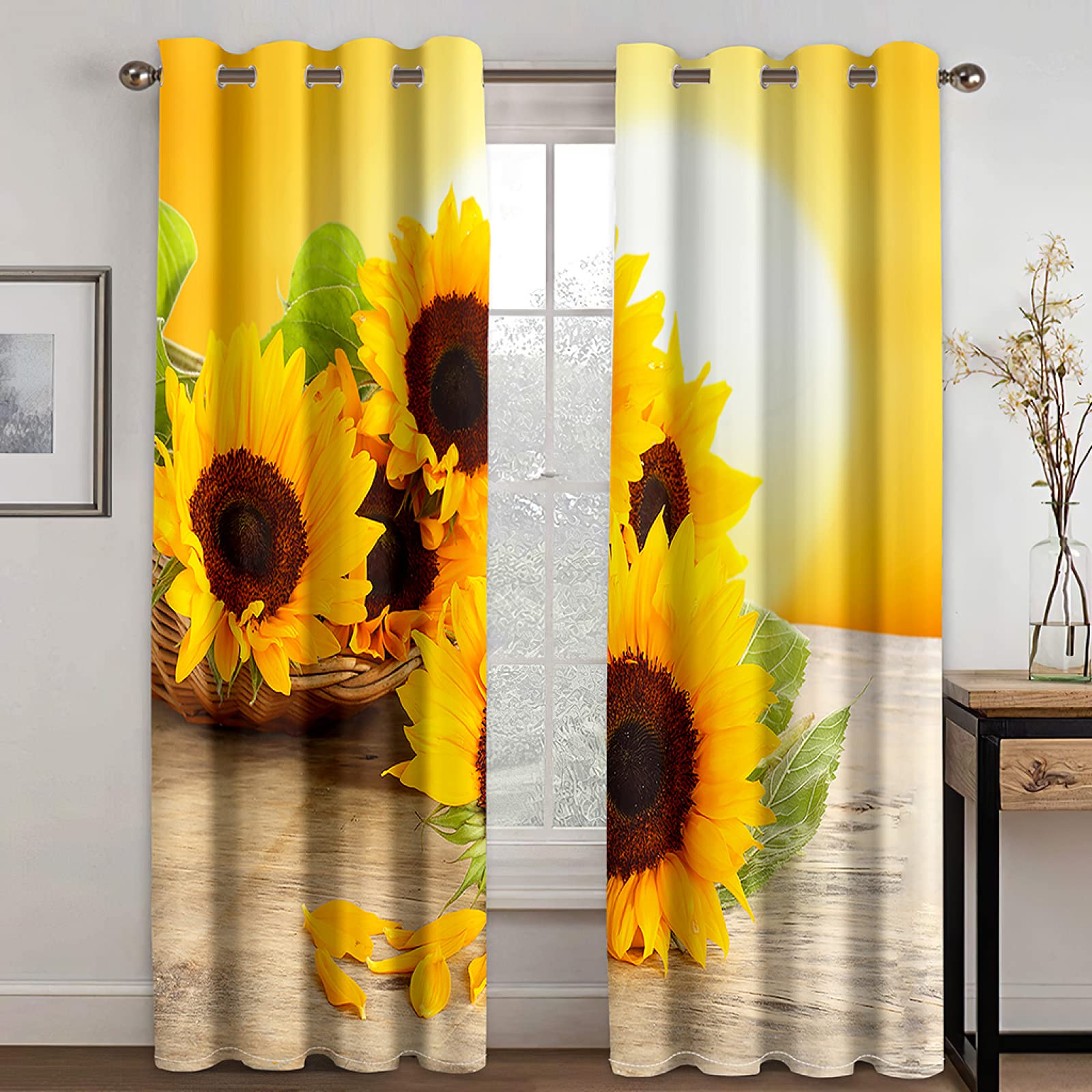 Vorhang Blickdicht Verdunklungsvorhänge Gardienen 2-SetBlume 150x166cm