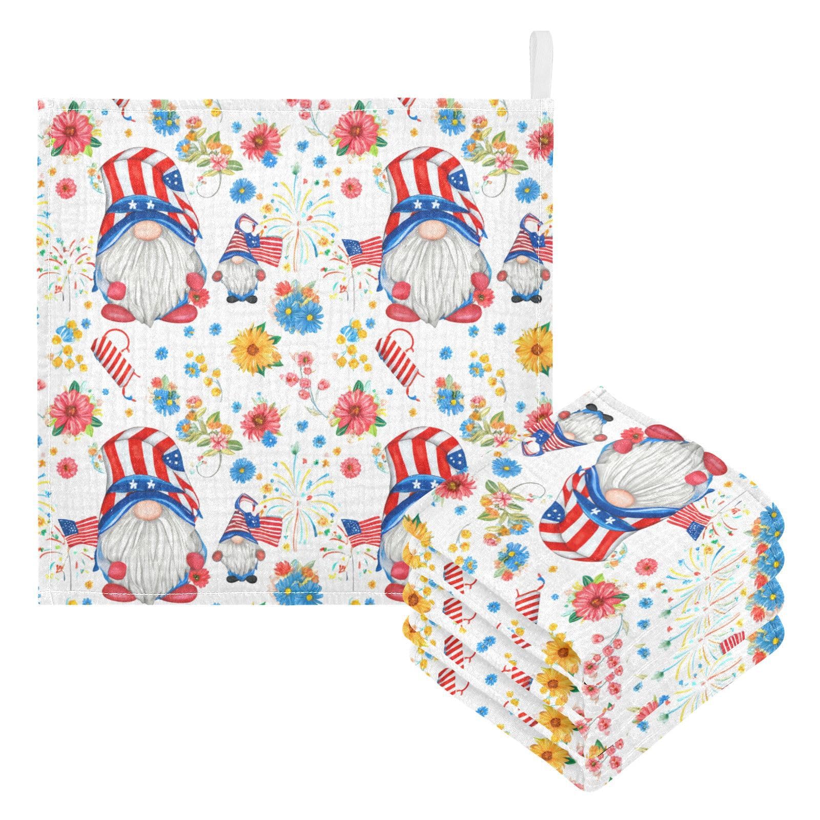 Nander 5Pack Baby Muslin Washcloths,Independence Day Soft Face Cloths for Newborn, Absorbent Bath Wash Cloths, Wipes, Burp Rag,Toddlers Essentials Stuff, Baby Registry as Shower