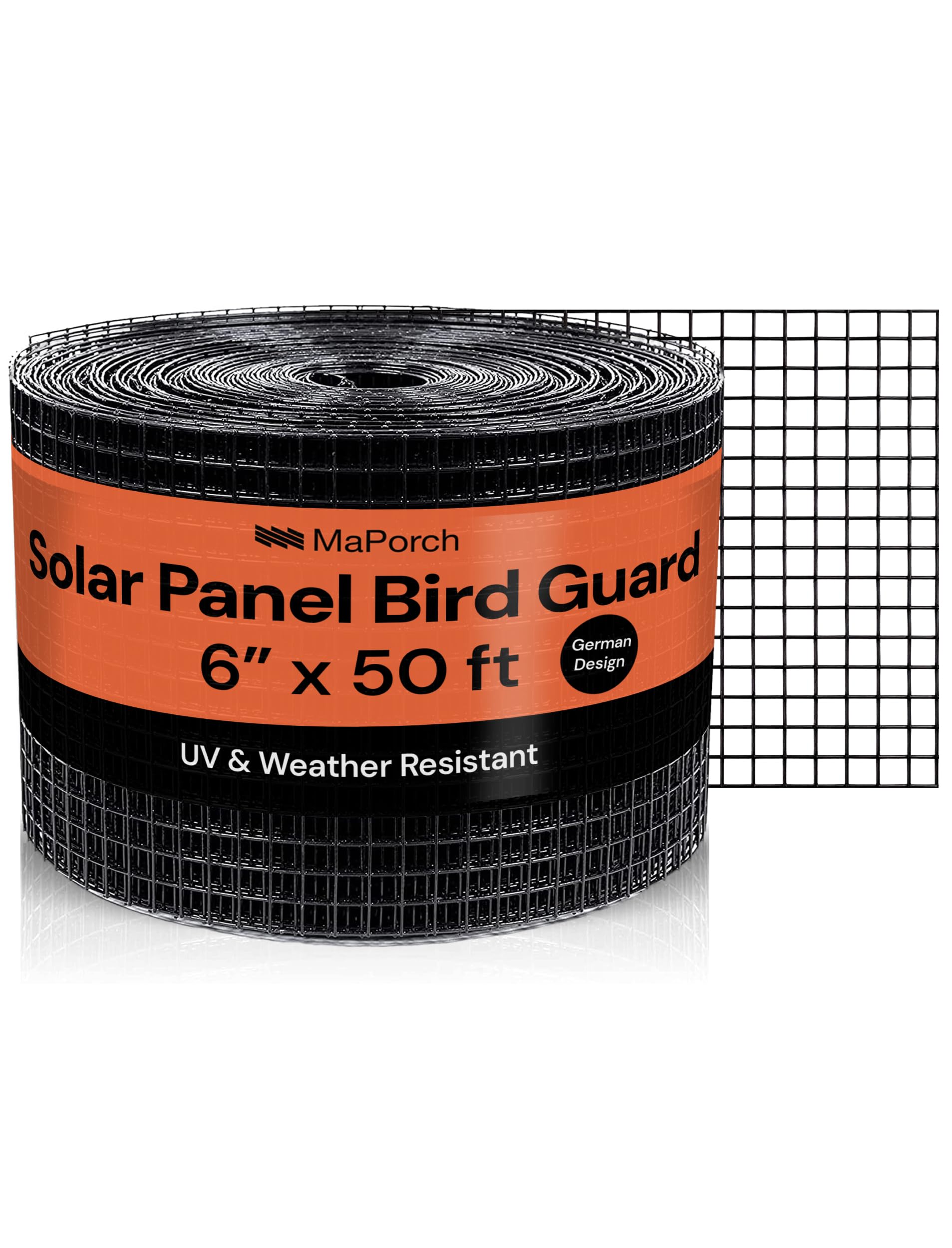 MaPorch Squirrel Netting Metal PVC Coated Galvanized Steel Mesh - 6 in x 50 ft Black - Under Fence Barrier Mesh - Squirrel Wire Guard & Bird Netting - Solar Panel Protection & Garden Fencing