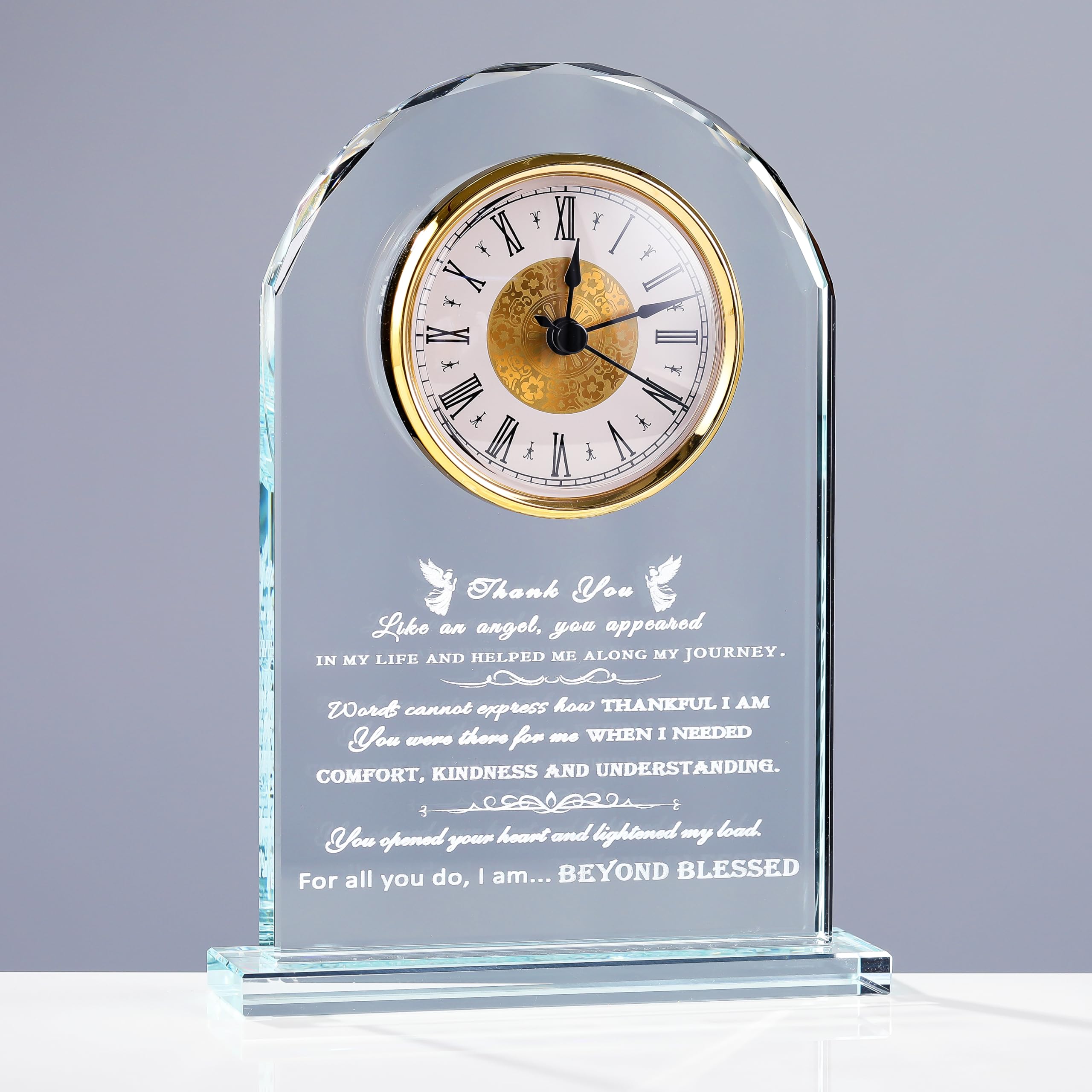 Thank You Gifts for Women Men - Crystal Clock Decor Engraved Presents for Teacher Doctor Nurse Boss Coworker - Inspirational Appreciation Gift Keepsake for Female Male Leader Best Friends Grateful