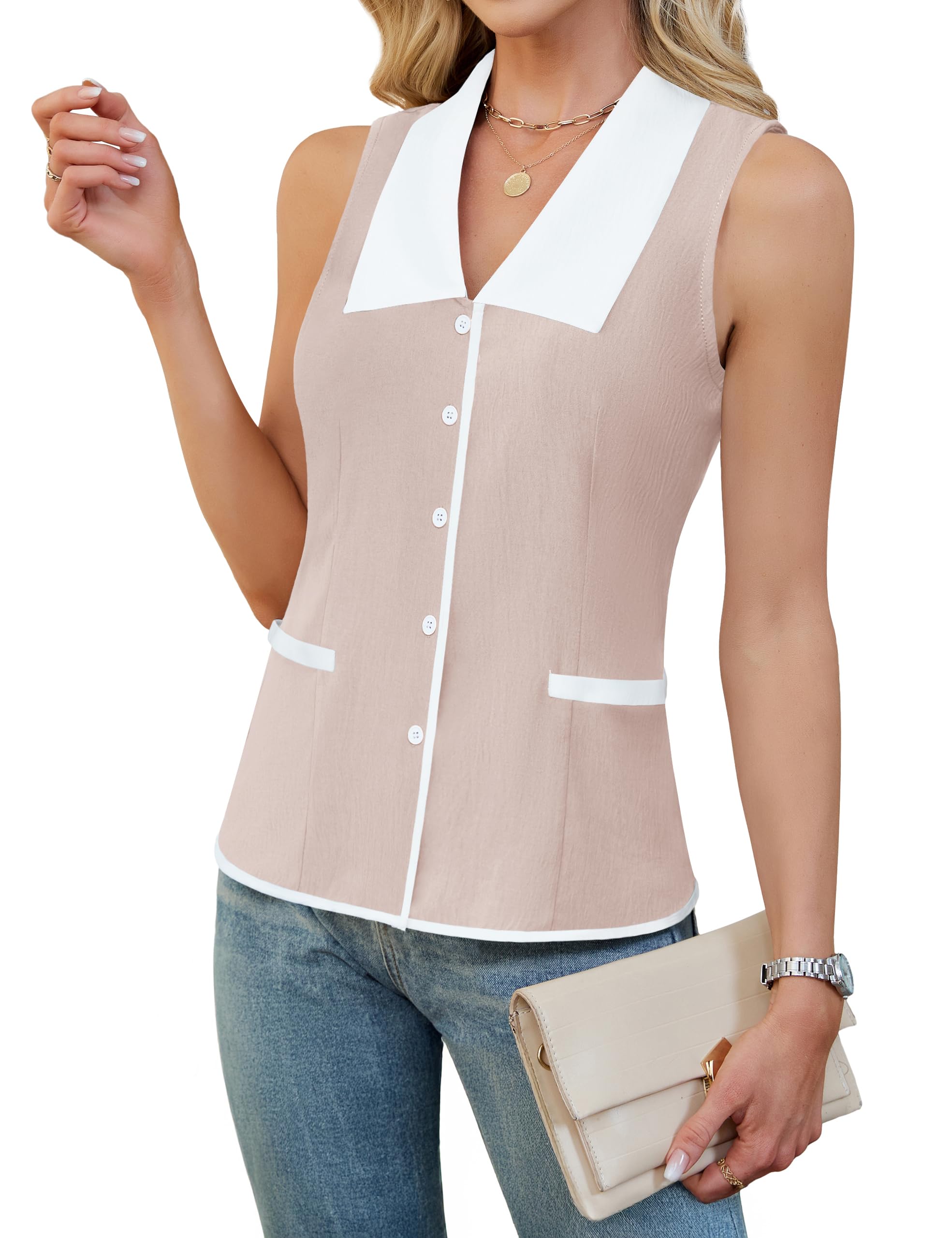BMJL Womens Summer Tank Top Business Casual Outfits 2025 Dressy Casual Blouses Work Sleeveless Shirts