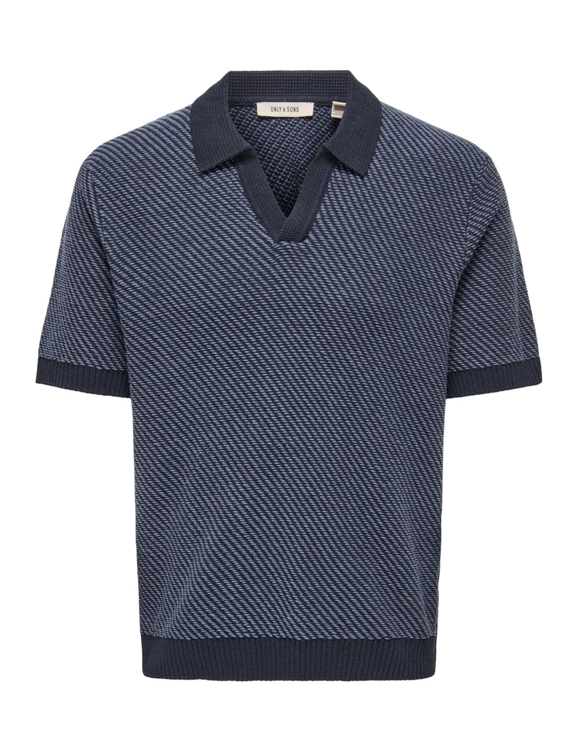 ONLY & SONS Onsadrian Life Reg 7 Ss Resort Polo Knit, Dark Sapphire, L