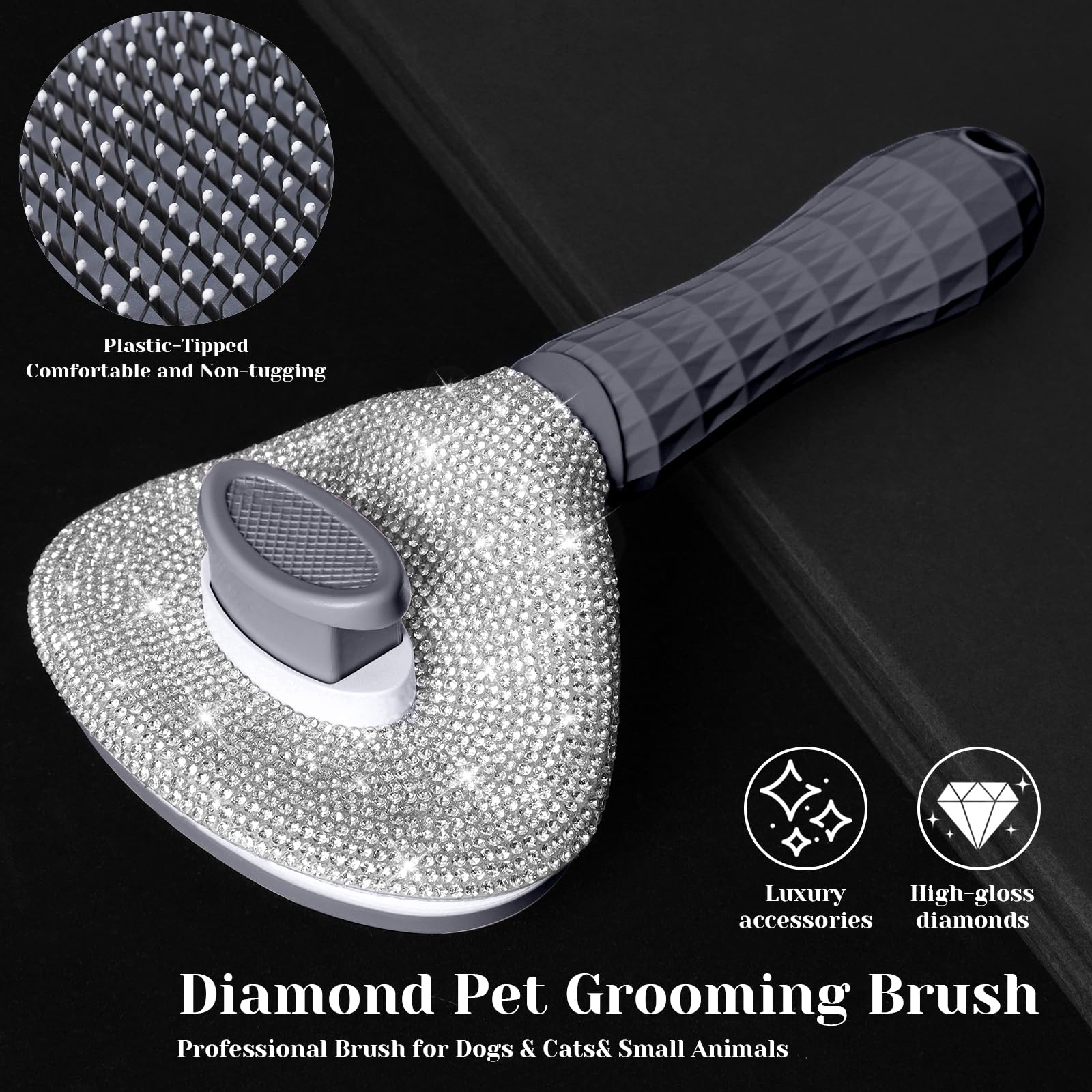 Full Diamonds - Cepillo de limpieza automática para perros y gatos, cepillo de aseo para gatos y gatos, cepillo para perros para desprendimiento, cepillo de pelo para mascotas peludas, color