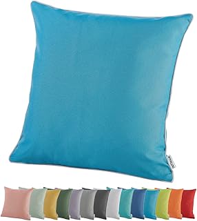 heimtexland ® Coussin décoratif pour salon d'extérieur - Effet lotus - Résistant aux intempéries - Résistant à la saleté et à l'eau - 45 x 45 cm - Type 551 - Bleu clair
