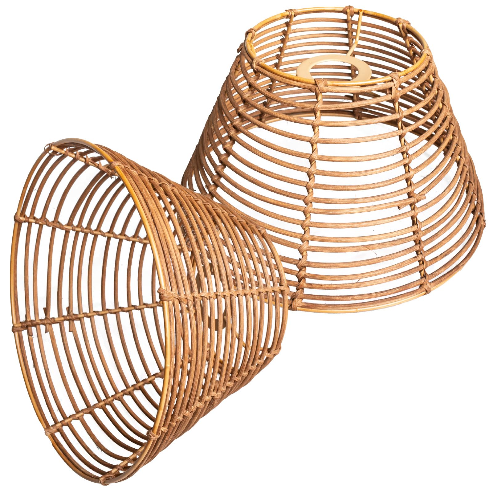 Paralume in rattan, in vimini, stile bohémien, per lampada da tavolo, lampada a sospensione, lampada da terra (2, caffè)