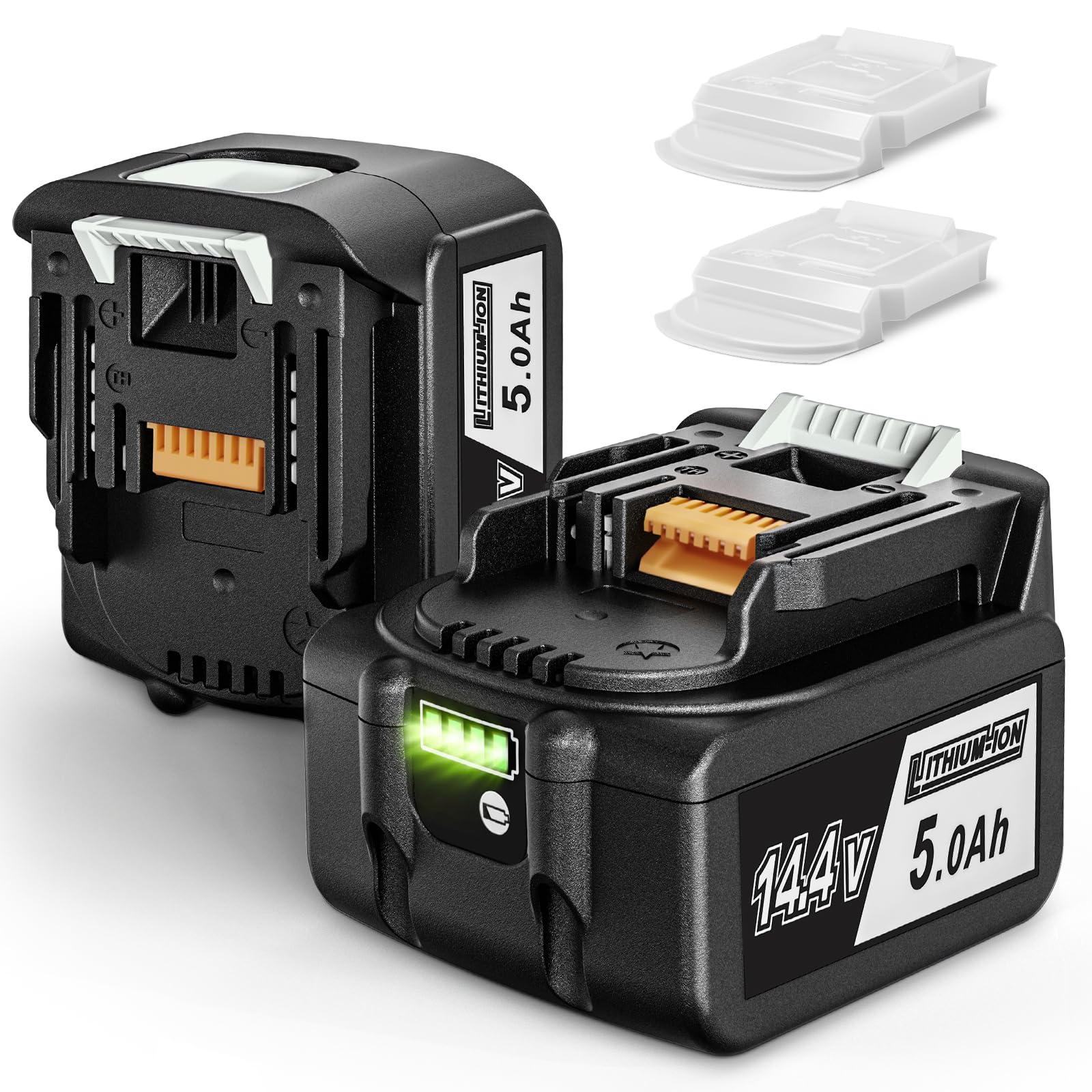 2X 14.4V 5000mAh Li-ion Ersatz für Makita Akku BL1450 BL1440 BL1430 BL1415 BL1415N mit LED-Anzeige mit Batteriedeckel