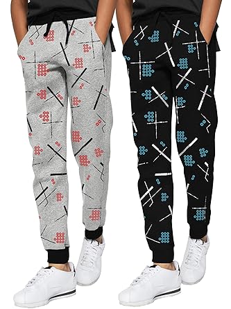BLIVE Boys Regular Fit Joggers | Printed Track Pants (Pack of 2)