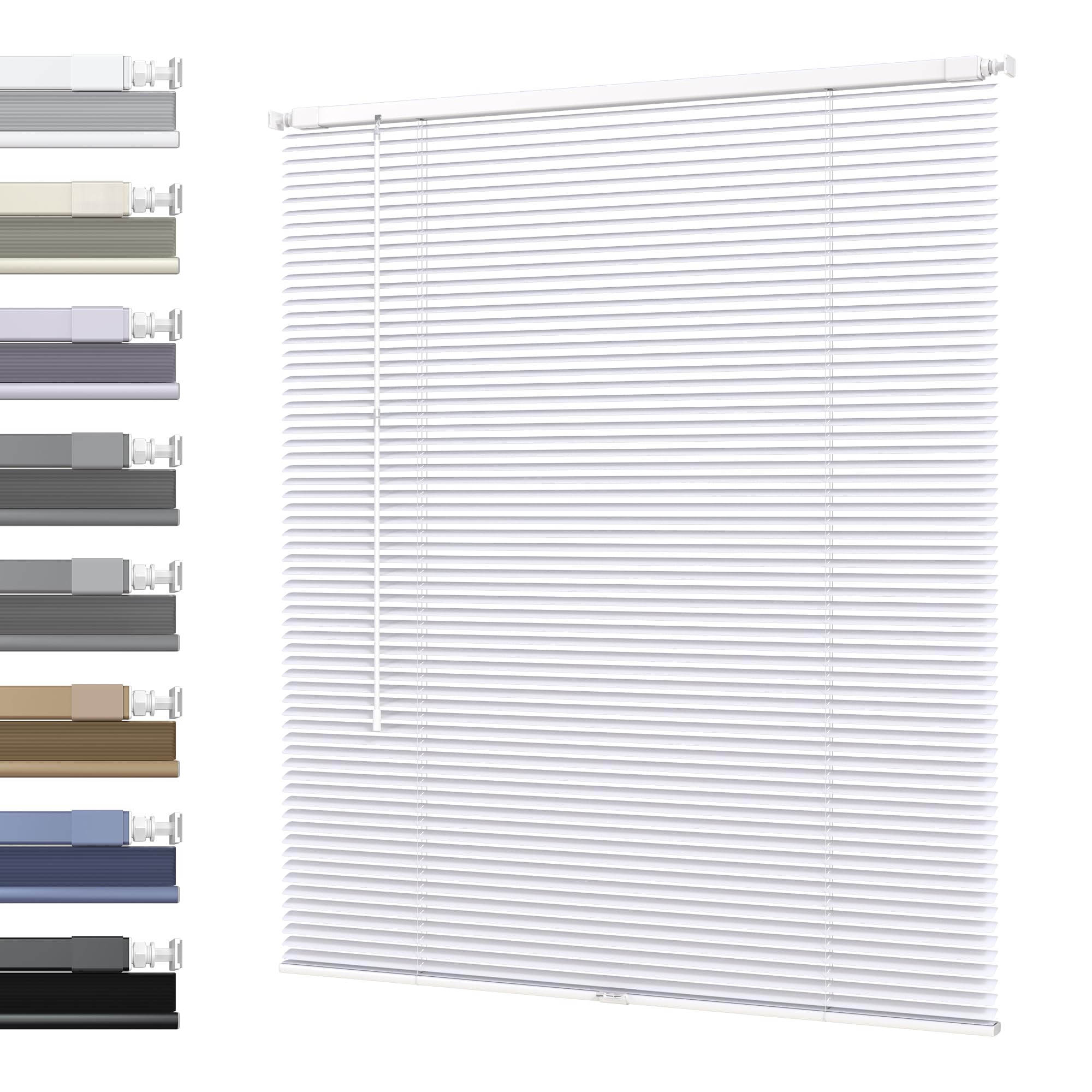 SLKWDOBD Cordless No Drill Aluminum Blinds for Window, No Tool Room Darkening 1 inch Horizontal Blinds with Anti-UV, Light Adjustment Waterproof Easy Installation for Home, Office, Matt White