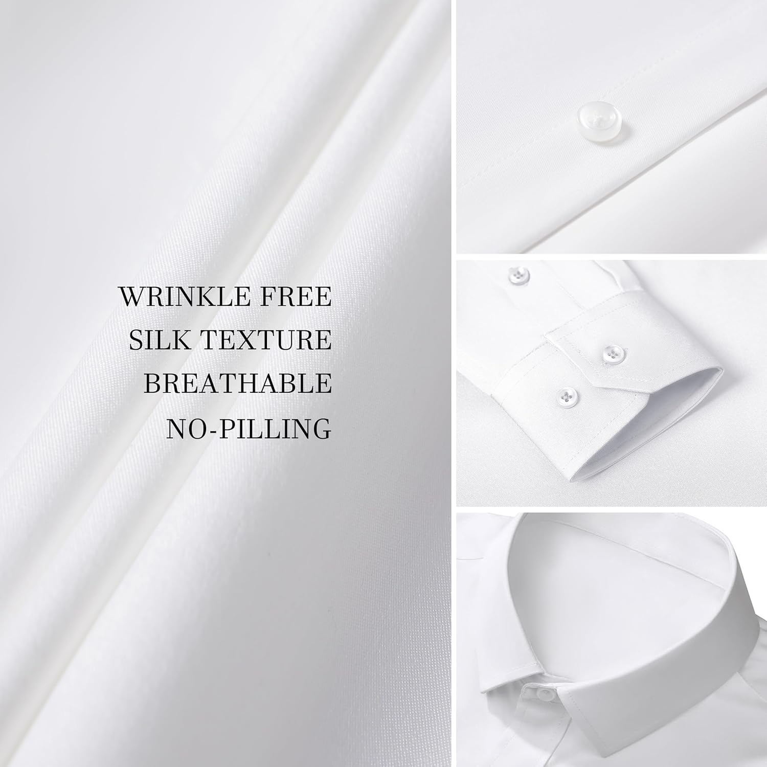 LUPURTY Dress Shirts for Men Long Sleeve Regular Fit Button Down Shirt Stretch Wrinkle Free Business Formal - Image 5