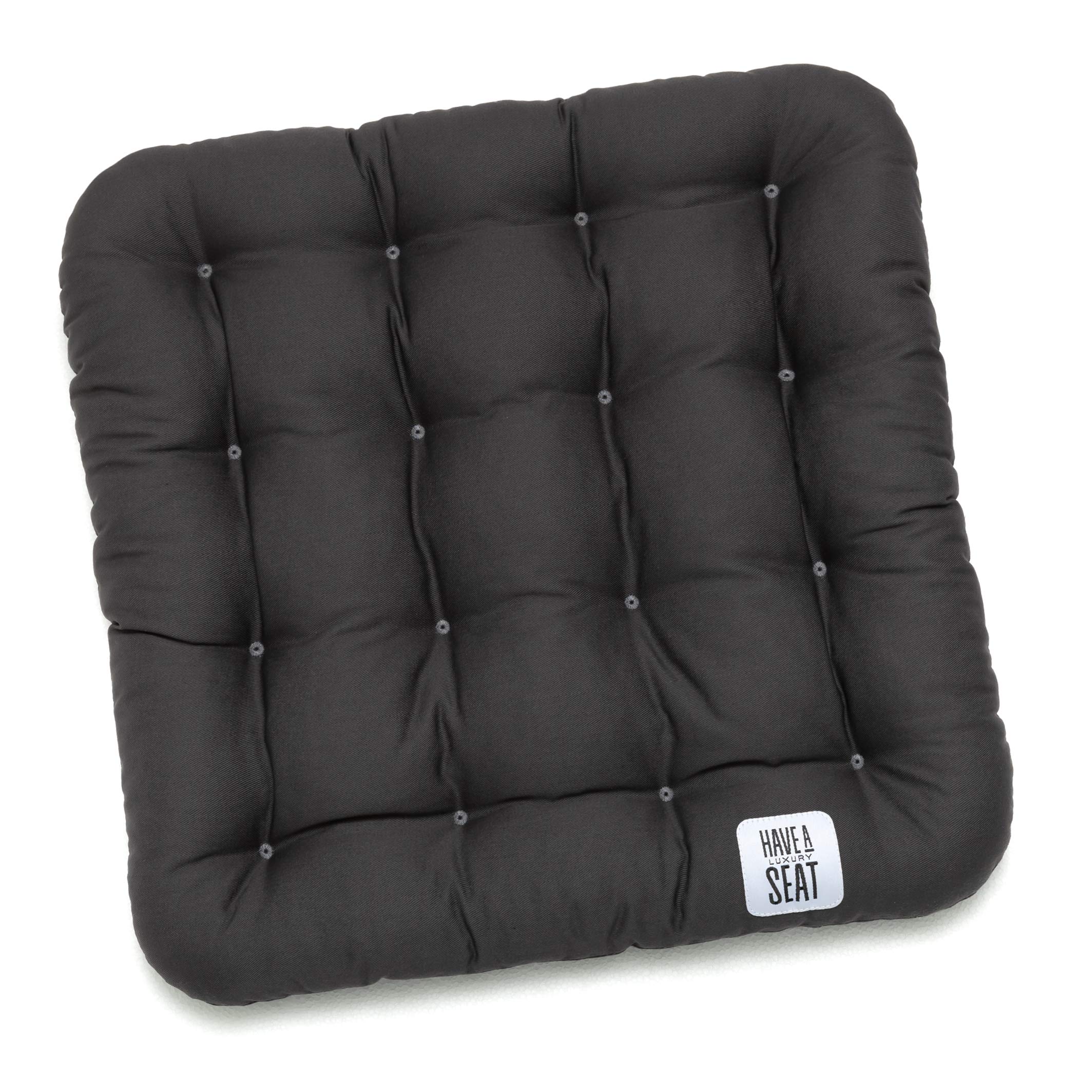 HAVE A SEAT Luxury – poduszka do siedzenia 40 x 40 cm – wygodna poduszka na krzesło, ortopedyczna, nadaje się do prania w temperaturze do 95 °C, nadaje się do suszenia w suszarce, trwałe kolory – Made in Germany – (zestaw 2 sztuk, szaro-