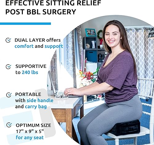 Miniatura 5 de Almohada BBL Después de la Cirugía para Sentarse - Almohadón Brasileño para Levantamiento de Glúteos para Conducir y Casa, Almohada Ergonómica