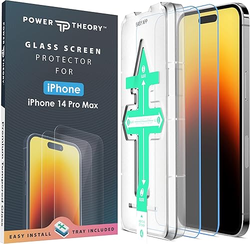 Power Theory Protector de pantalla para iPhone 14 Pro Max, pantalla de vidrio templado de alta calidad para una máxima protección en tu iPhone 14