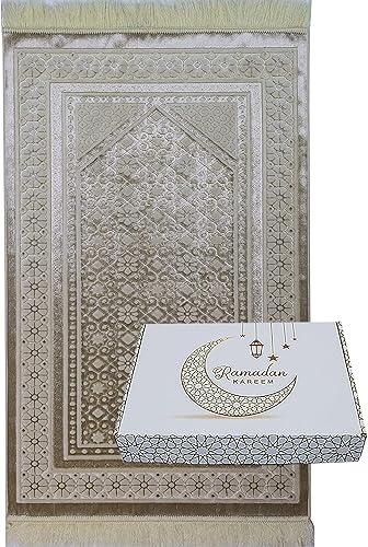 Miniatura 1 de Modefa Tesbih - Alfombra de oración islámica de lujo en caja de regalo, juego de regalo de lujo con alfombrilla de oración y cuentas de oración,