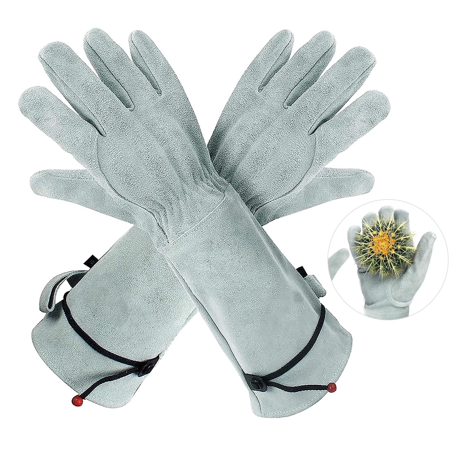 AMFUN Gartenhandschuhe Mit Dornschutz - Lange Rindsleder Handschuhe