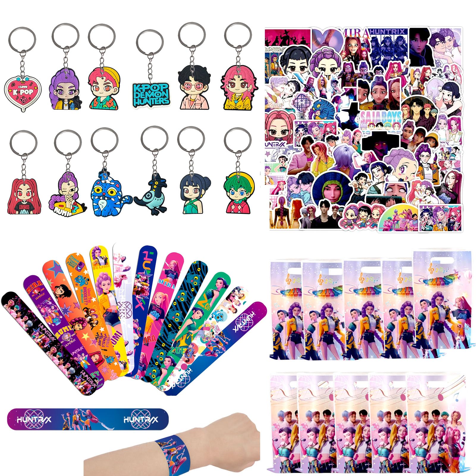 YOOYEH Party Bag Fillers, Party Bags Favours, Birthday Gift Party Bags, Theme Birthday Party Supplies, Party Goodie Bags Slap Bands Stickers Keyrings Pen for Girl Birthday Supplies Decoration
