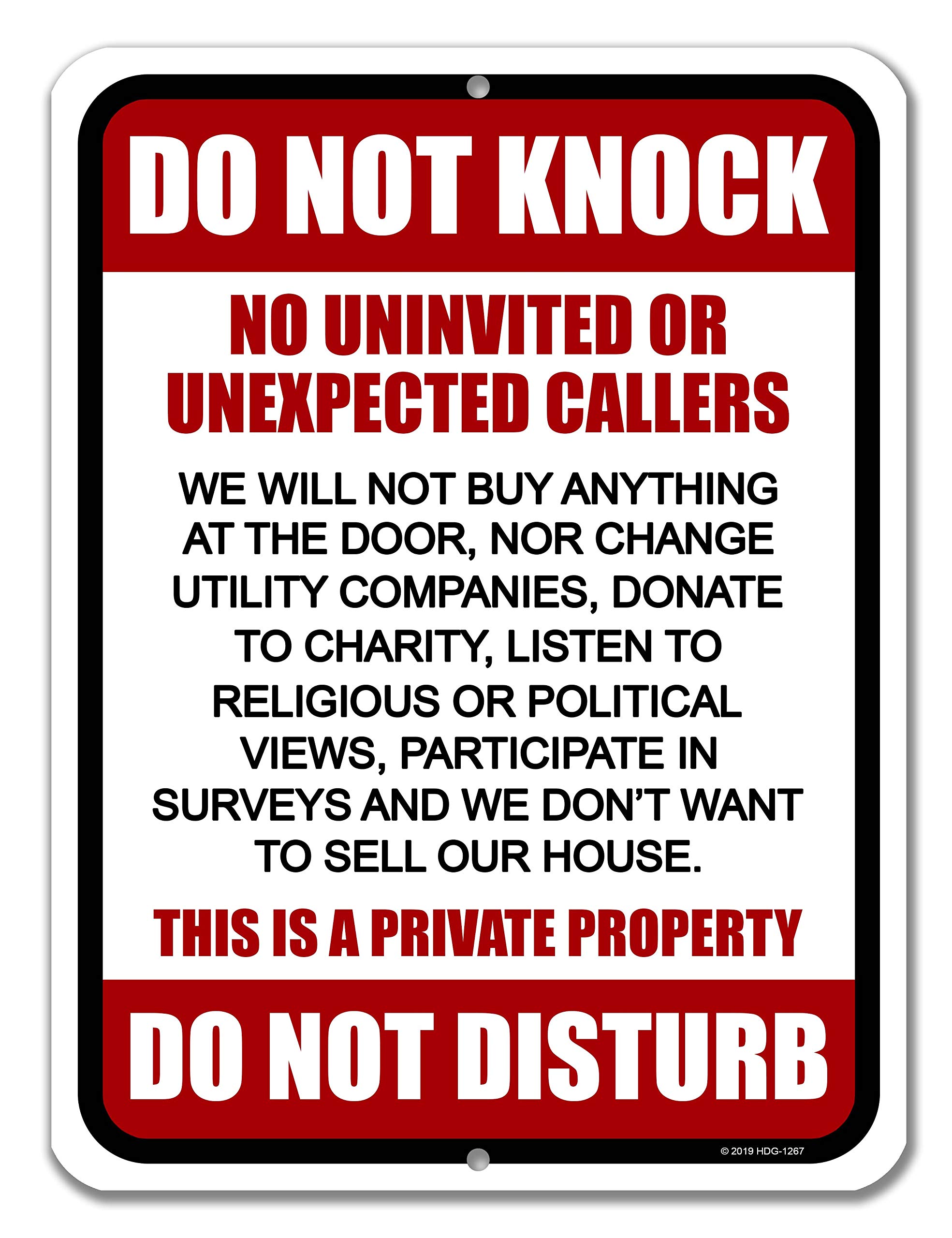 Honey Dew Gifts No Trespassing Sign, Do Not Knock Do Not Disturb 9 inch by 12 inch Metal Private Property Signs, Made in USA, HDG-1267