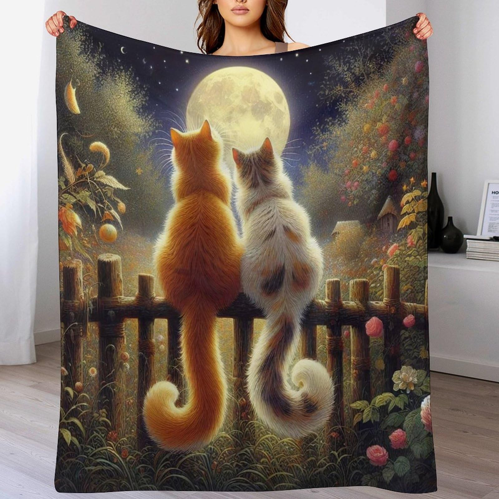 Couverture chat en flanelle douce et chaude 100x130cm pour canapé