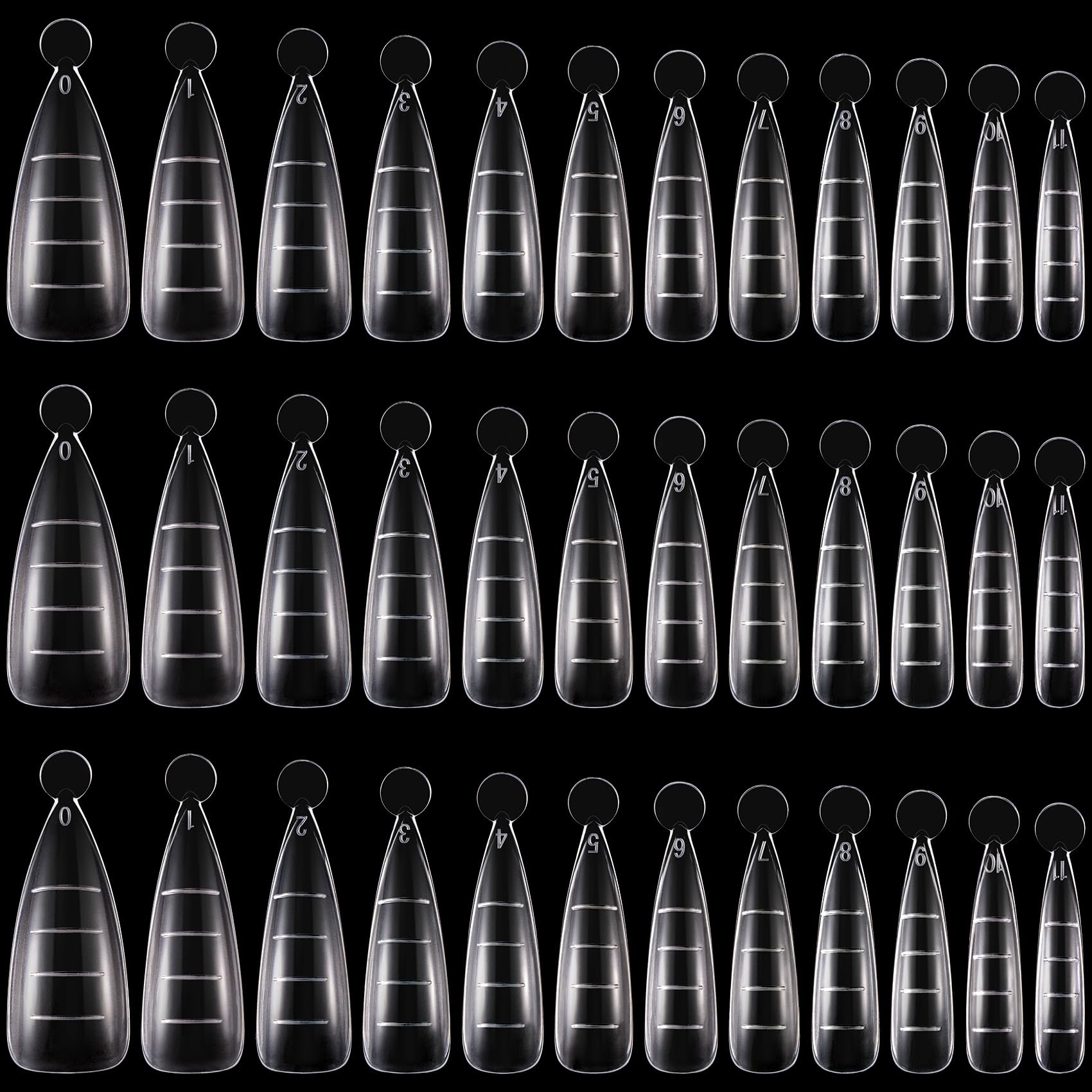240Pcs Dual Nail Forms, Almond Extension Poly Nail Gel Forms Full Cover Reusable Acrylic Clear for Manicure Tool 12 Size for Women Girls Nail Art Design Salon Lover DIY Daily Decoration