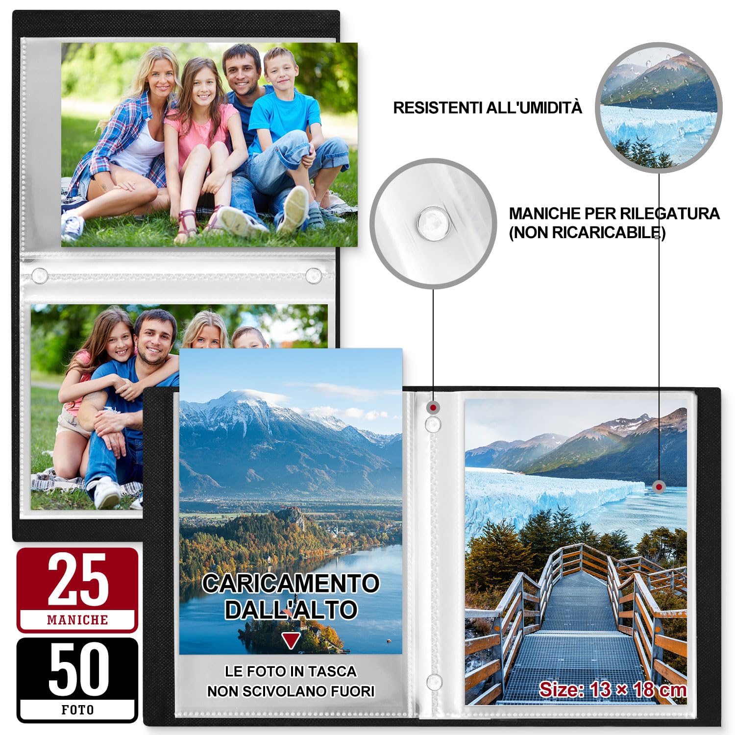 Album Fotografico 13x18 Cm In Lino - Confezione Da 2, Grigio, Per 52 Foto - Foto 6