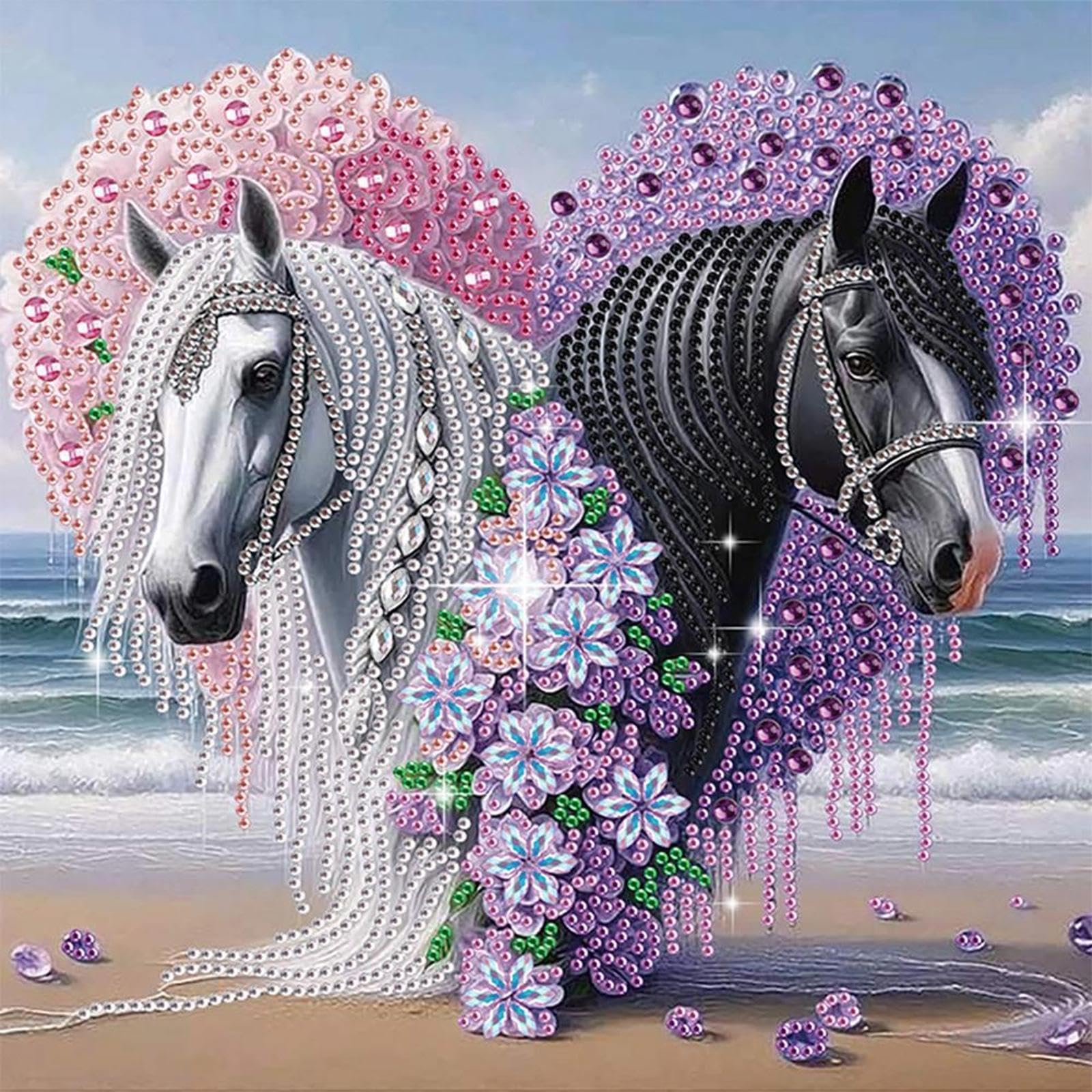 5D Special Shape Diamond Art Painting Kits for Adults, DIY Crystal Rhinestone Gem Art Craft for Beginners, Diamond Mosaic Kit, Home Wall Decor Gift 11.8x11.8 Inch(Horse)