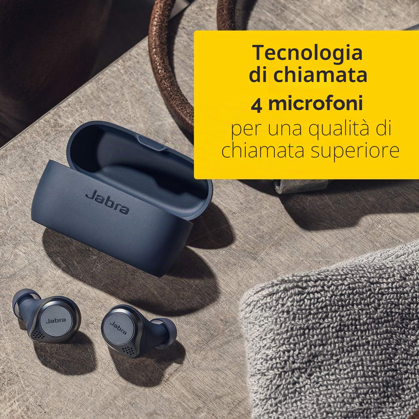Jabra Elite Active 75t Auricolari, Cuffie per lo sport True Wireless con cancellazione attiva del rumore e batteria a lunga durata per chiamate e musica, Blu marino