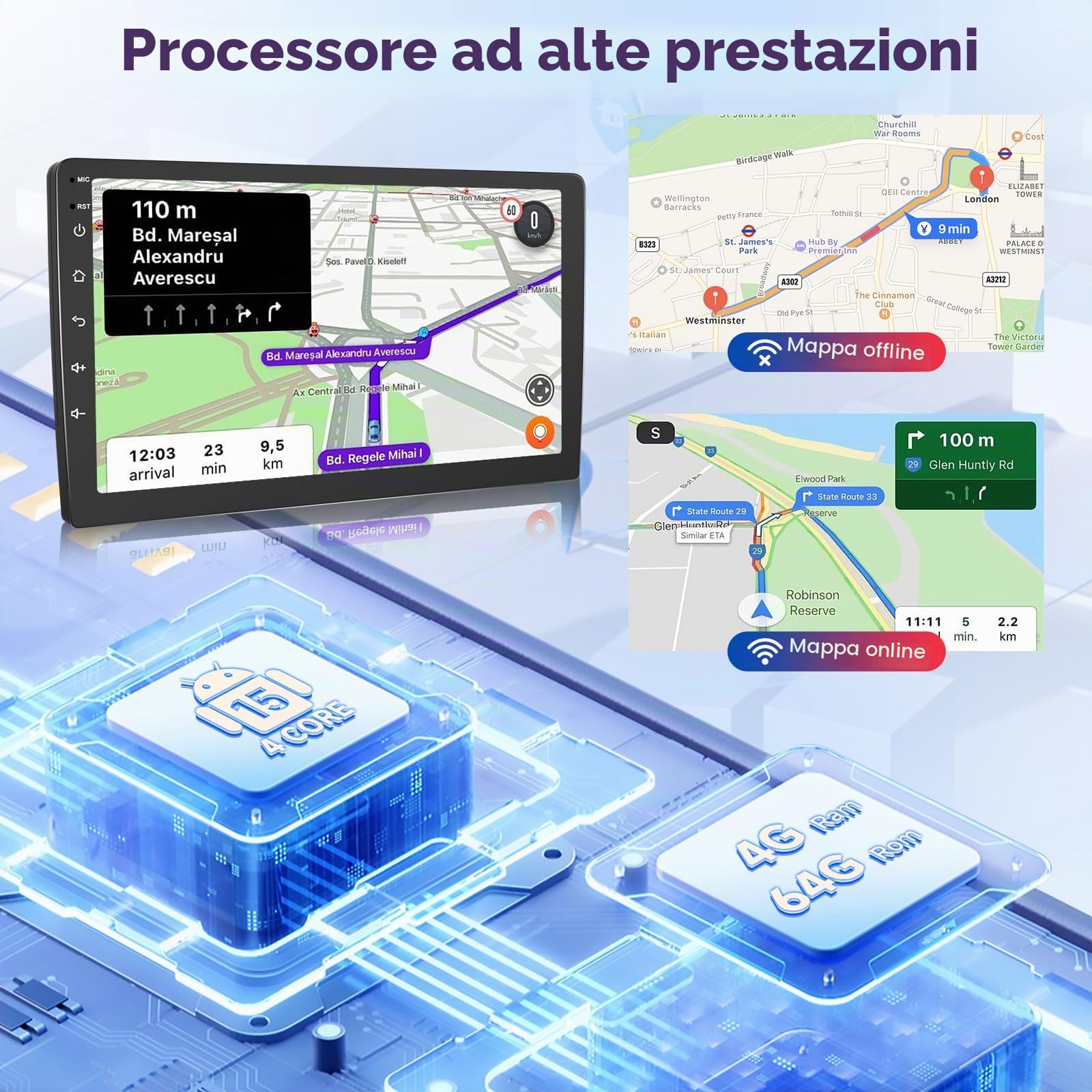 VECHTEL Autoradio 2+64G Android 15 per Nissan Qashqai J10 2006-2016, 9" IPS HD 2.5D Schermo Tactile Stereo Auto co DAB+ Carplay Android Auto senza Fili GPS WiFi Bluetooth HiFi Radio FM RDS Retrocamera