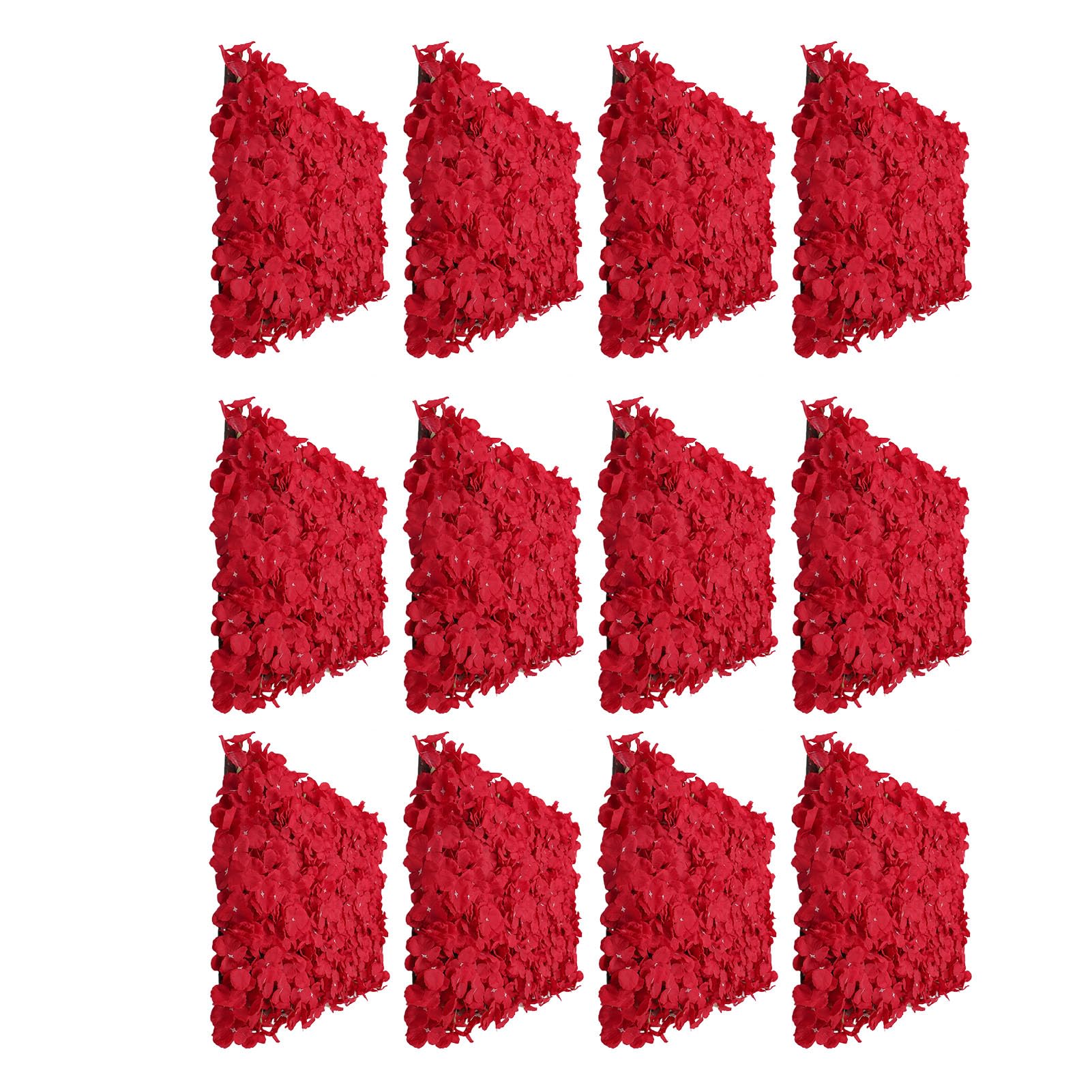 Künstliche Hortensien-Blumenwand-Hintergrundpaneele für Hochzeitsdekoration, 12er-Pack, 60 X 40 cm |Wiederverwendbarer und Einfach Aufzubauender Dunkelroter Seidenblumen-, Romantische