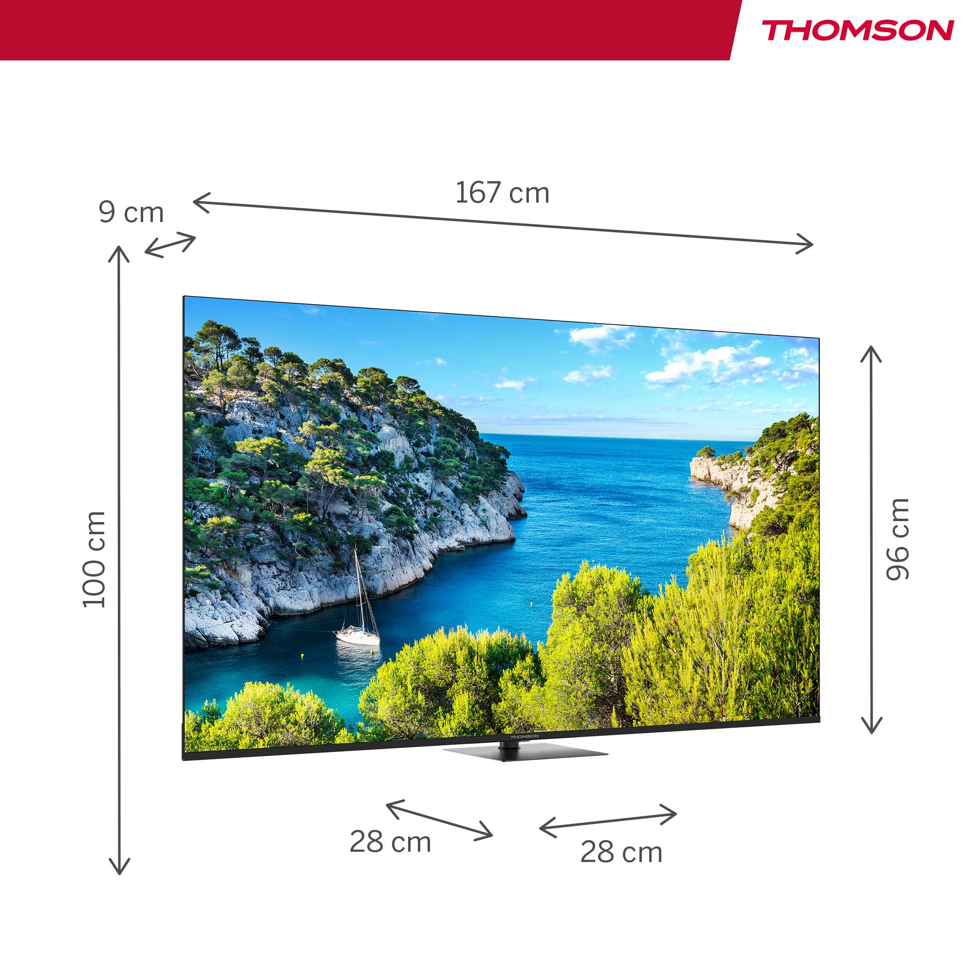 Thomson 75 Pollici (190cm) 4K Ultra HD Smart Google TV, Wi-Fi,Dolby Audio, HDR10, Bluetooth 5.1, Triple-Tuner (Cavo/Satellite/Antenna), HDMI, CI+, A+ Pannello - 75UG5C14