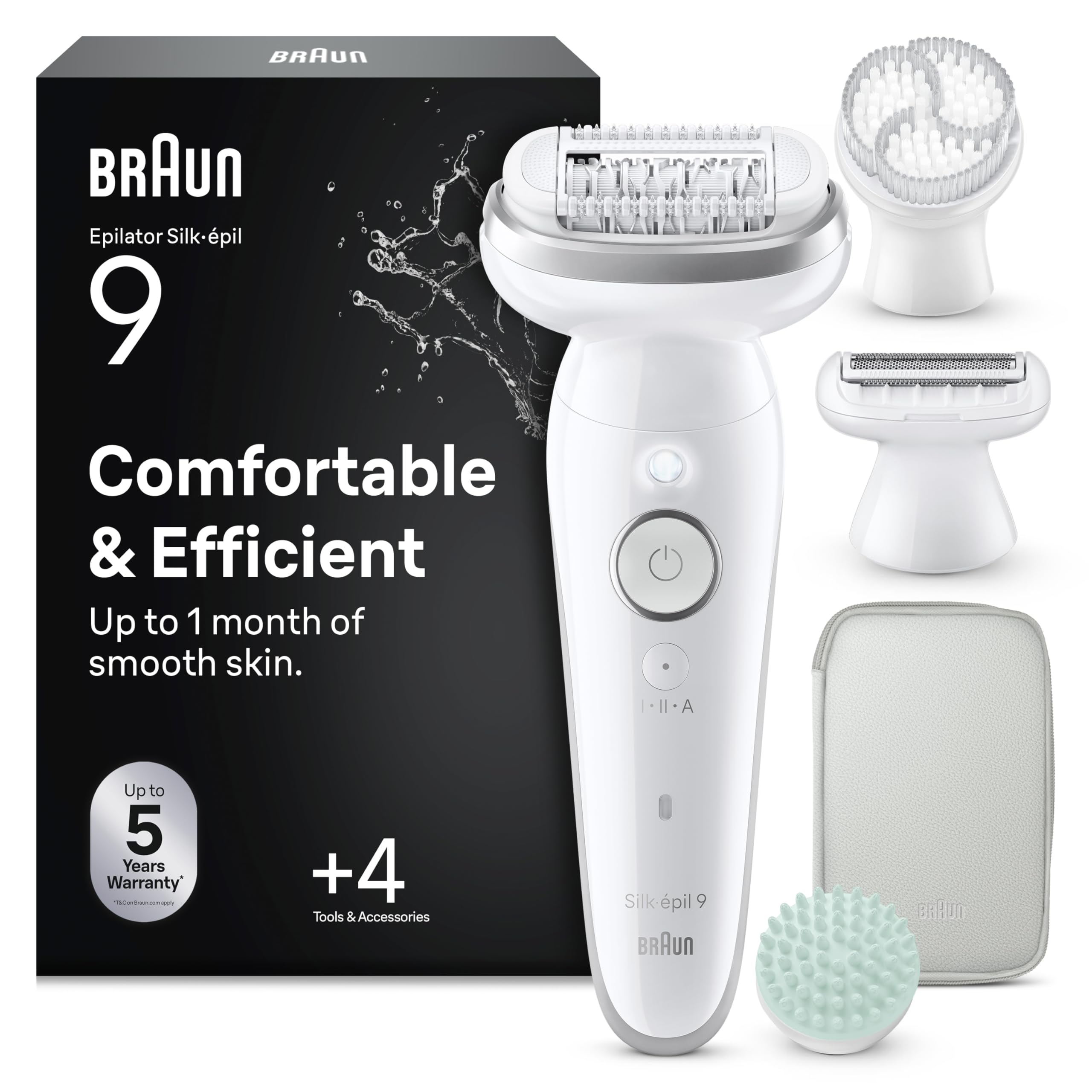 Braun Silk-Épil 9 Epilatore Elettrico Donna, Accessori, 9-080 Argento
