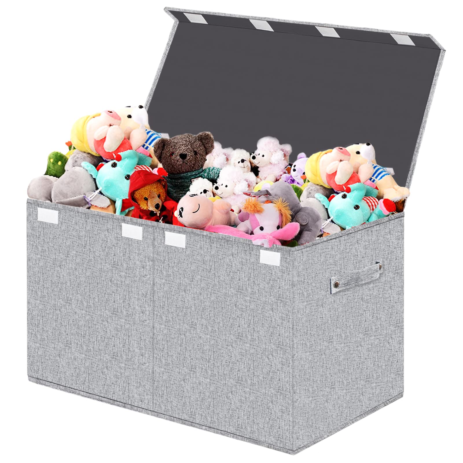Large Toy Box Chest Storage with Flip-Top Lid - Collapsible Sturdy Toys Boxes Organizer Bins with Handles for Nursery,Playroom(Light Grey)
