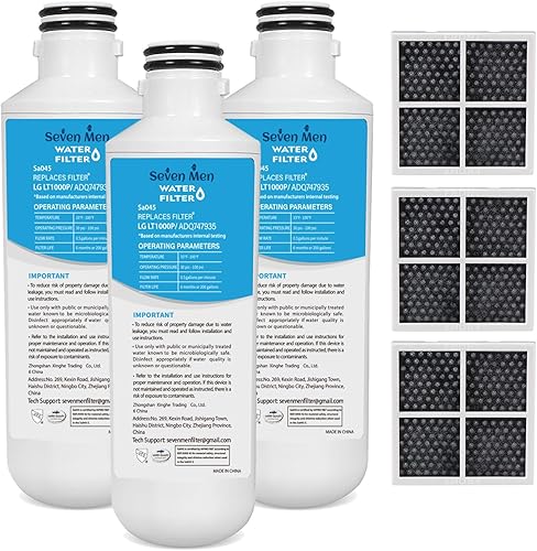 Adq747935 Filtro de agua para L&G Lt1000ppc, LfxS26973s, LmxS28626s, LmwS27626s, LfxS28596s, Adq74793501, paquete de 3