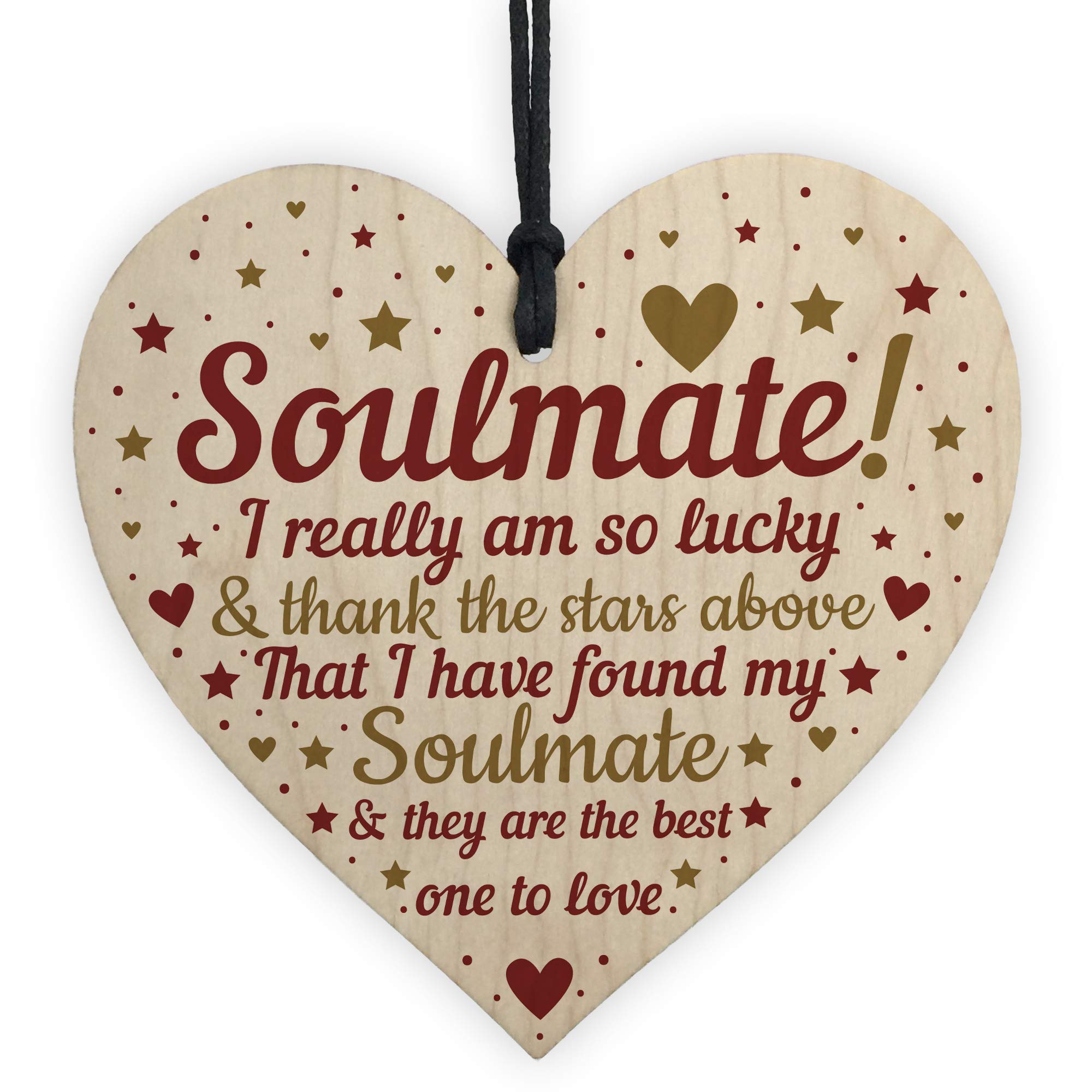 Red Ocean Soulmate Gifts For Him Her Wood Heart Plaque Anniversary Birthday Husband Wife Boyfriend Girlfriend Gift