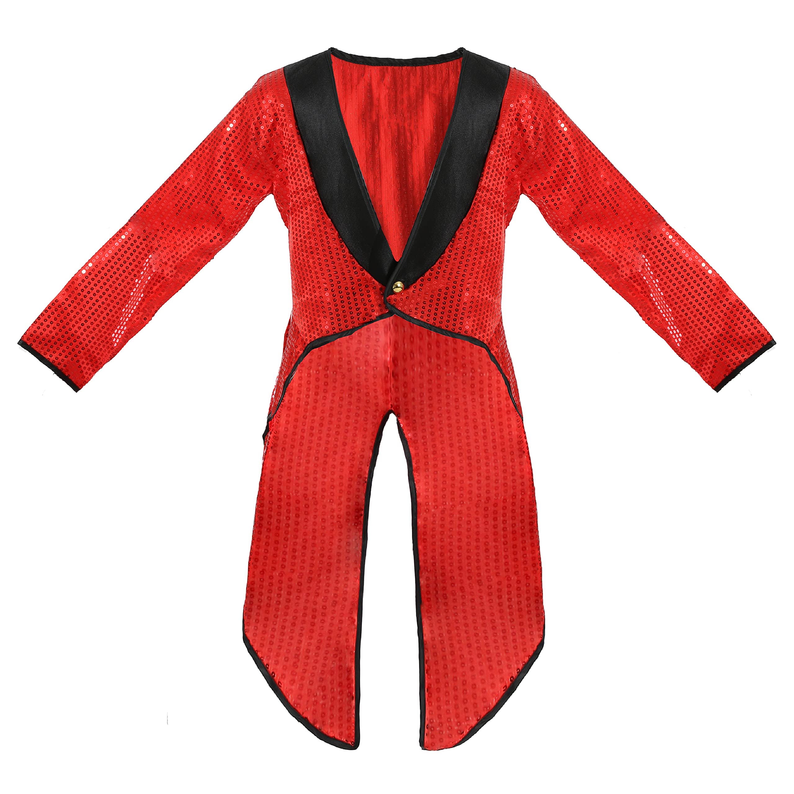 Adults Red Sequin Tailcoat Fancy Dress - Large - Long Tailed Jacket With Red Sequins and Black Lapels - Perfect for Charity Events, Dance Shows, Performances and Other Fancy Dress Events