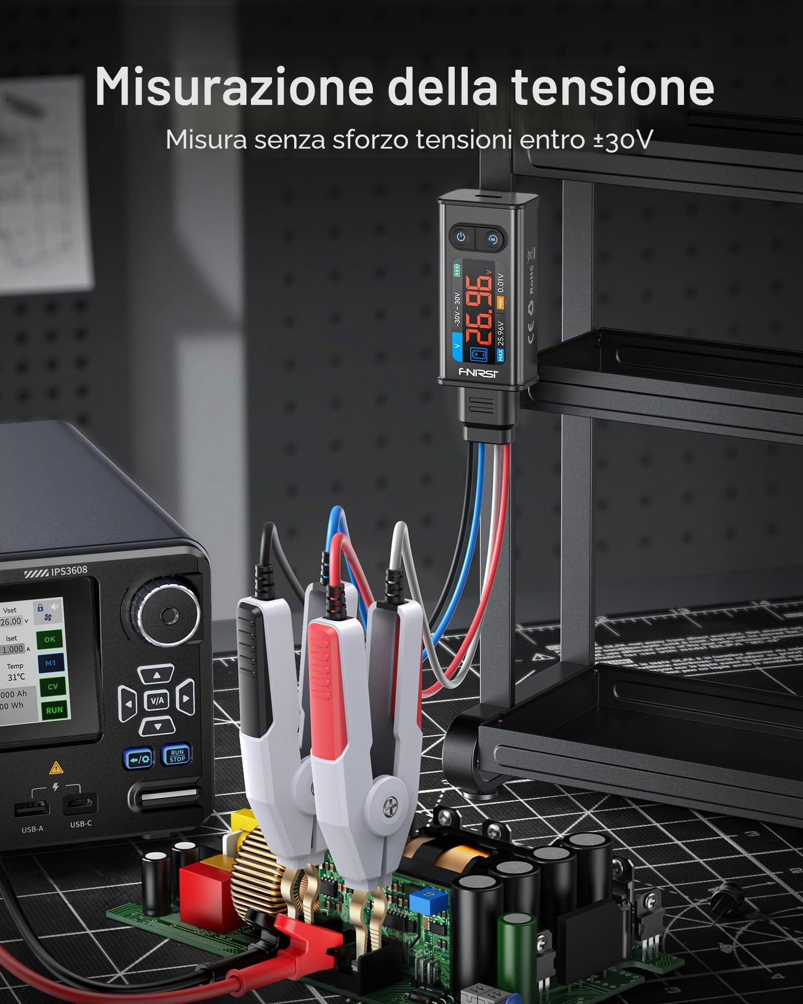 Tester LCR 100 kHz LCR ESR con pinze, tester per componenti SMD a punta, confronto di classificazione automatica, resistenza/induttanza/diodi/tester condensatore/scansione di banda