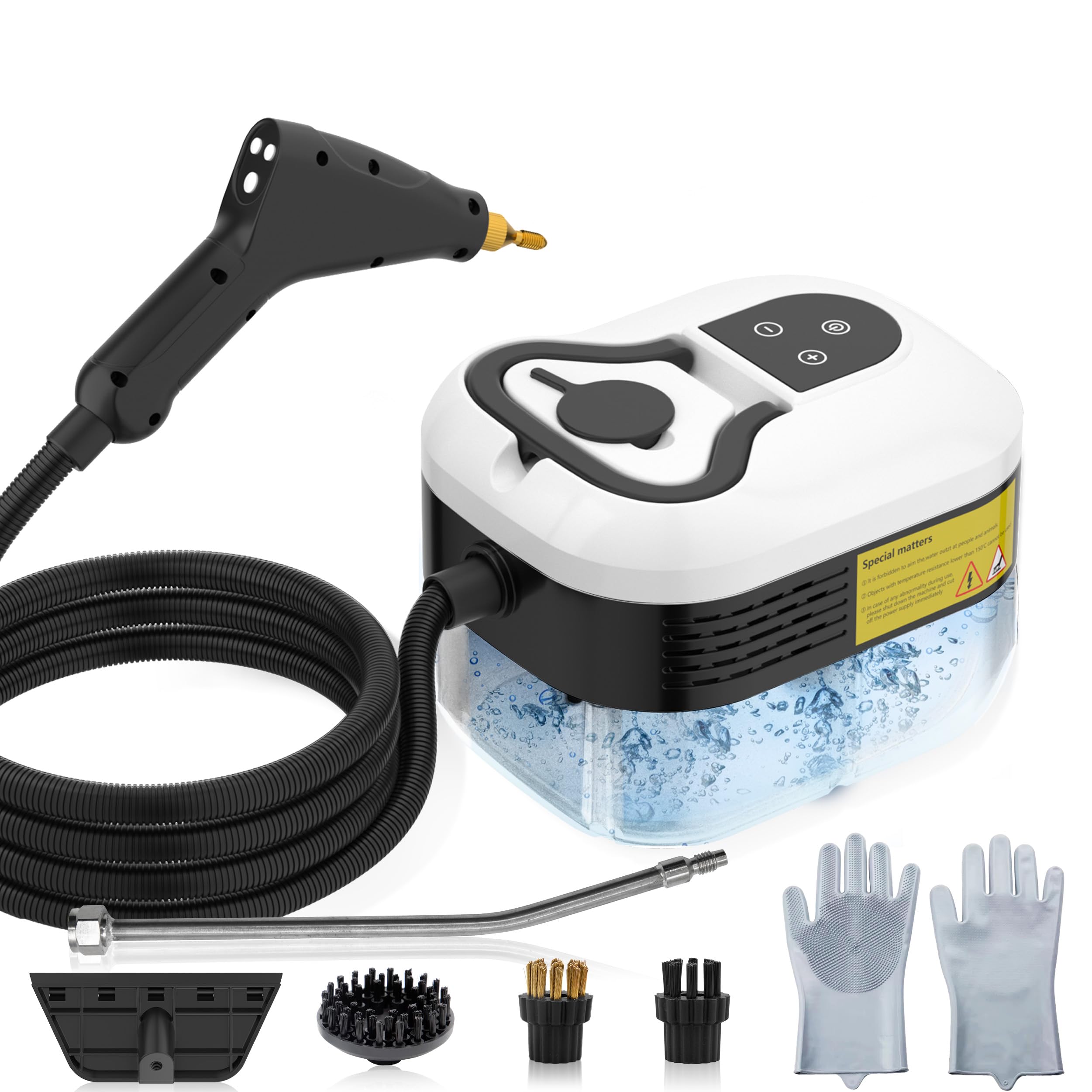 Pulitore a Vapore 2500W con Pulsante Touch Regolabile, Serbatoio Dell'acqua da 1200ml, 4 Accessori in 6 Velocità Regolabili, Pulitore a Vapore Portatile Riscaldamento Rapido da 15 Secondi per Cucina