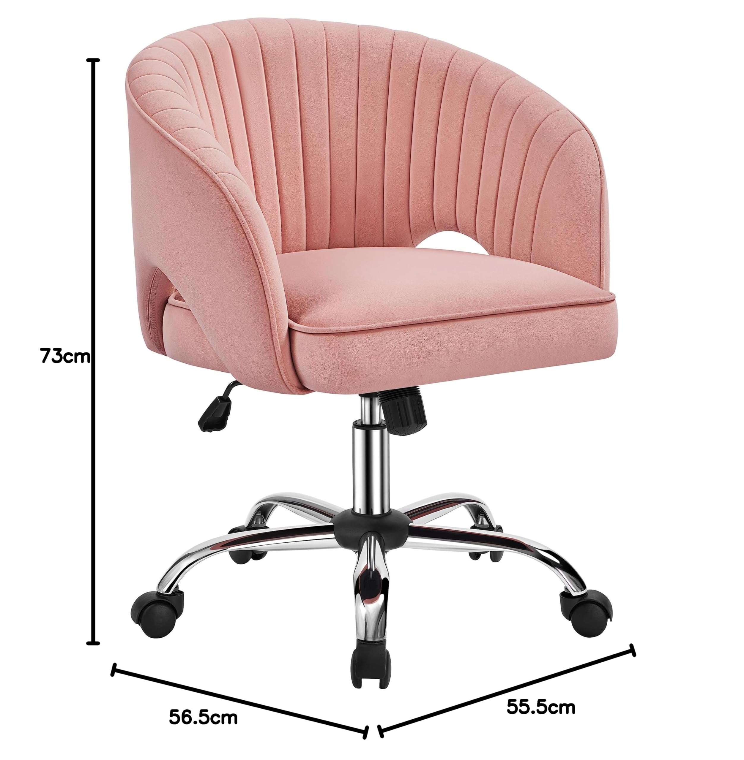 Yaheetech Silla de Oficina Silla de Terciopelo con Rudas Giratorias de 360° con Función de Inclinación Sillon para Trabajo Silla Altura Ajustable Tapizada de Terciopelo Rosa