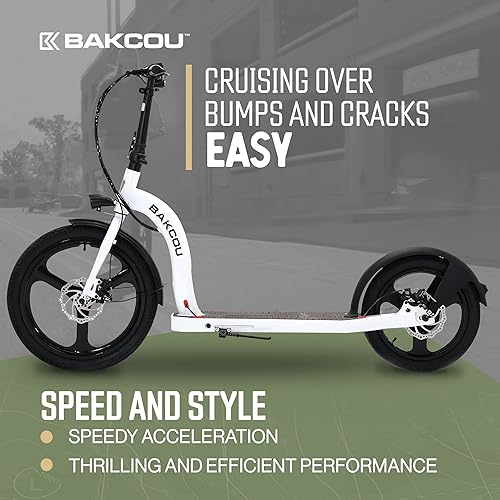 Miniatura 6 de Bakcou  Badger Electric Scooter - Adult Scooter 350W Motor, 36V Battery, Foldable Electric Scooter, Large Wheels, Disc Brakes, Lights, and Horn for