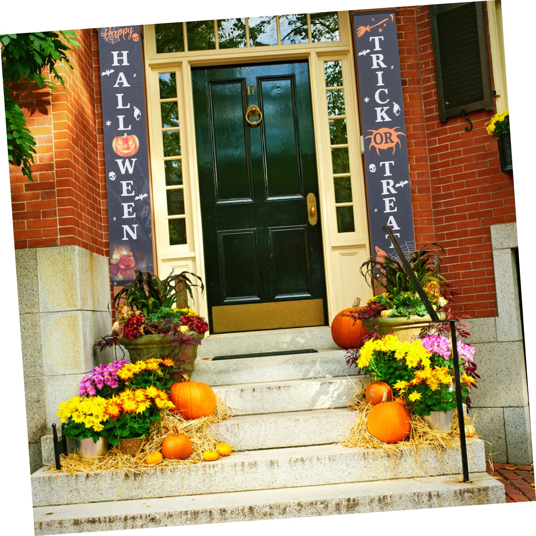 TOPBATHY 3 Set Distici di Halloween Striscione Portico Dolcetto o Scherzetto segni di Halloween Porta d'ingresso Halloween Decorazioni Halloween Party cartelli del Portico di Halloween